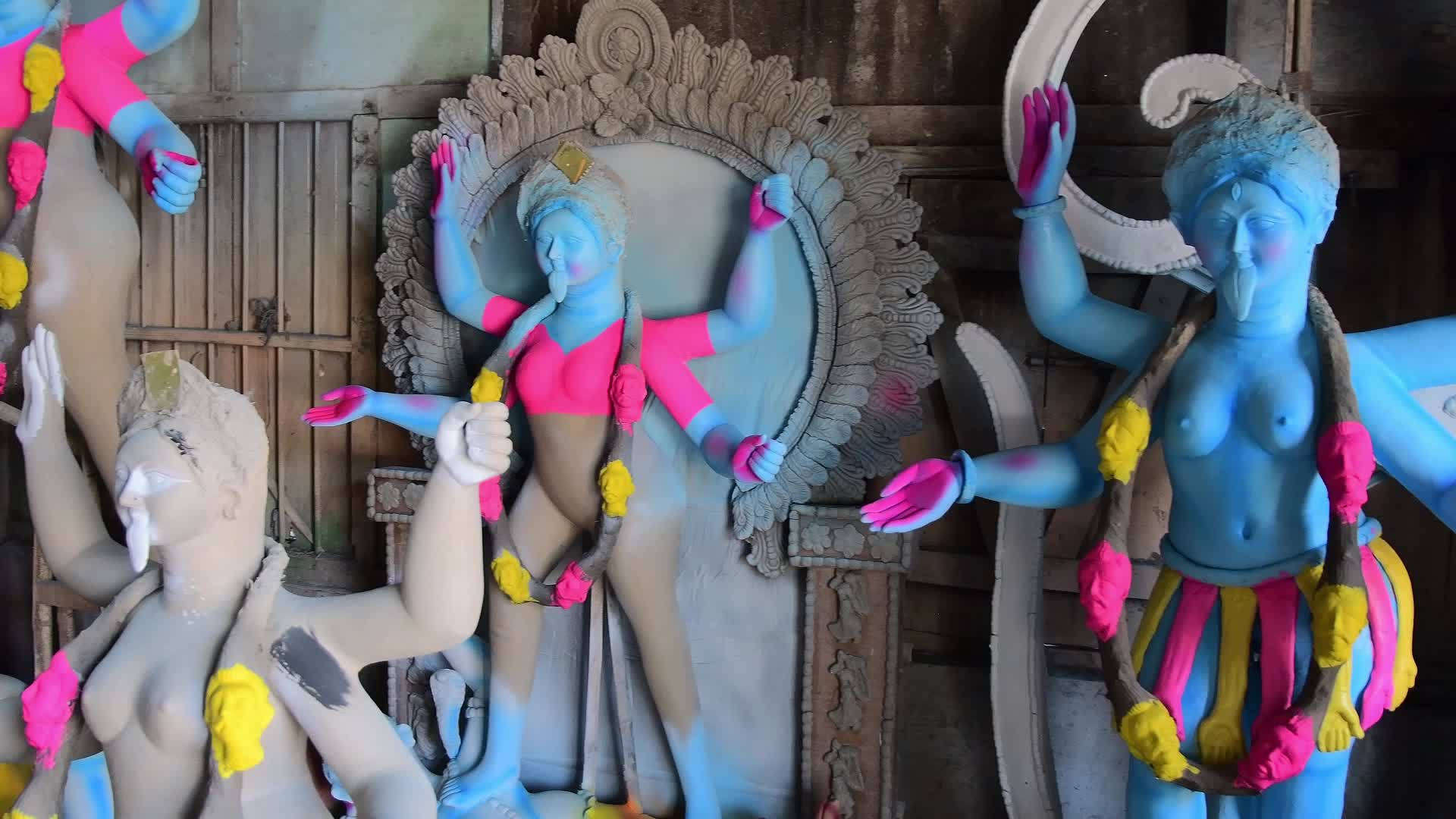 Preparation For Kali Puja in India