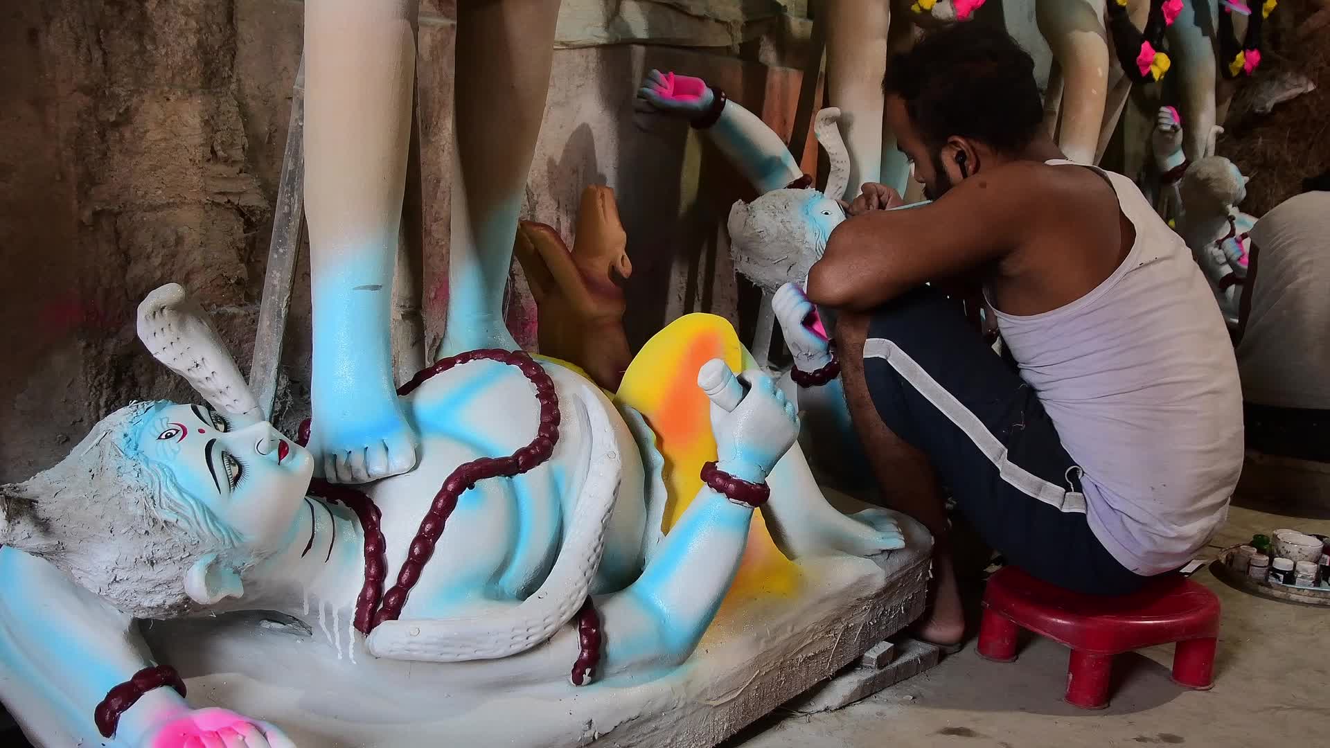 Preparation For Kali Puja in India