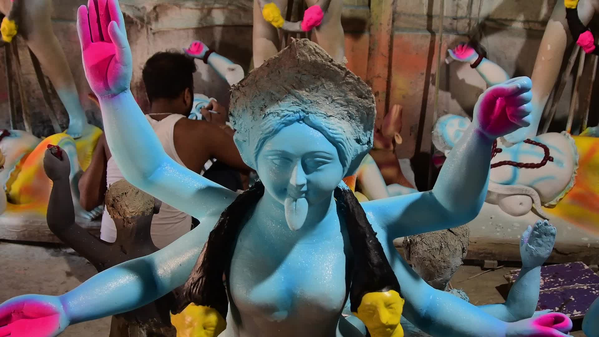 Preparation For Kali Puja in India