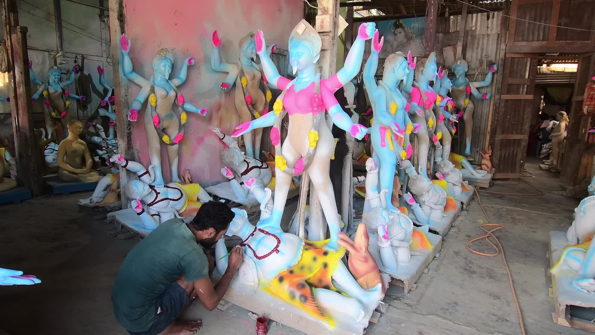 Preparation For Kali Puja in India