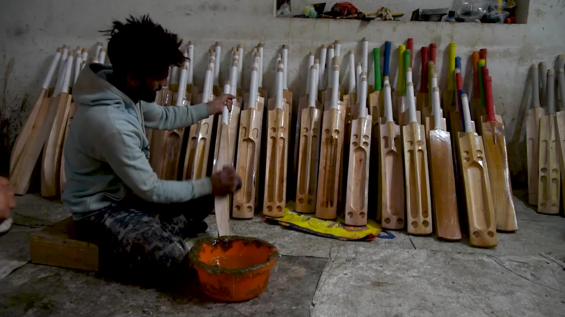 Manufacturing of Cricket bats in Kashmir, India.
