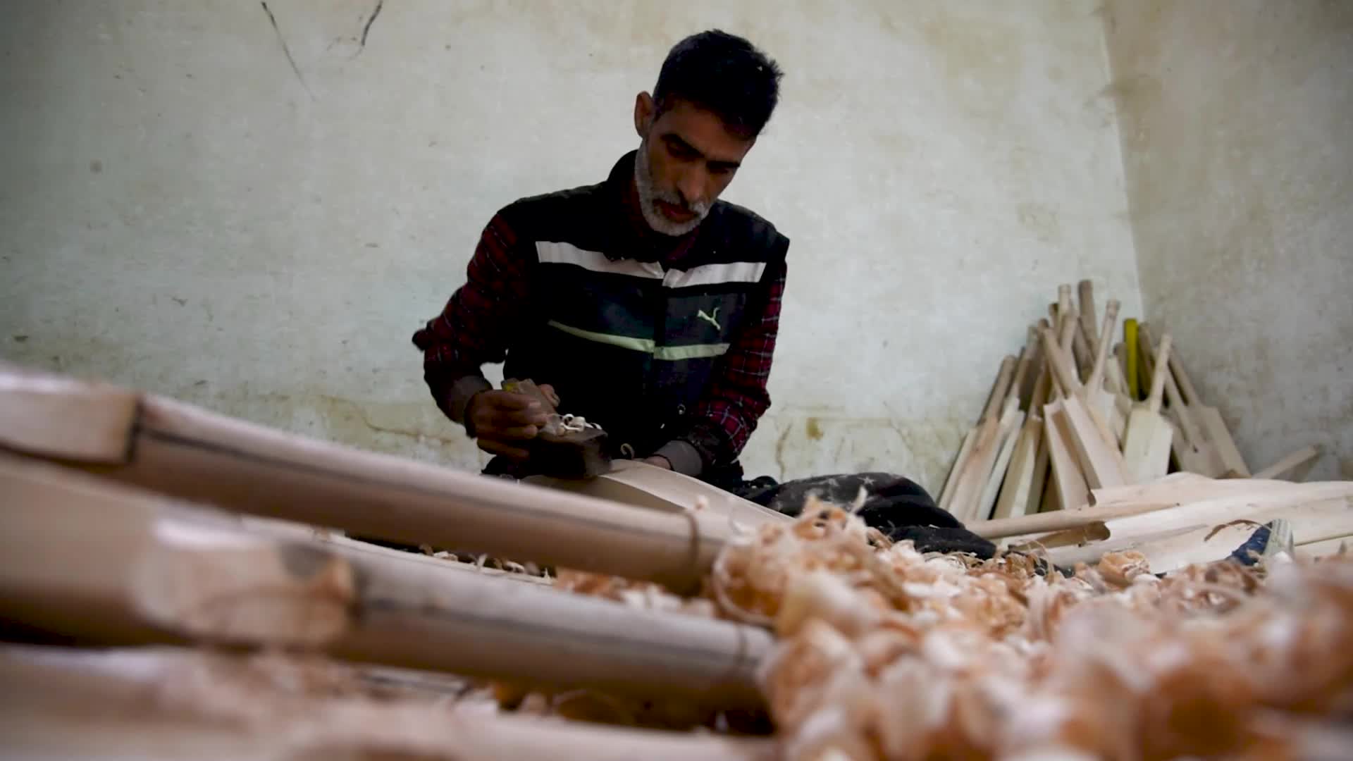 Manufacturing of Cricket bats in Kashmir, India.