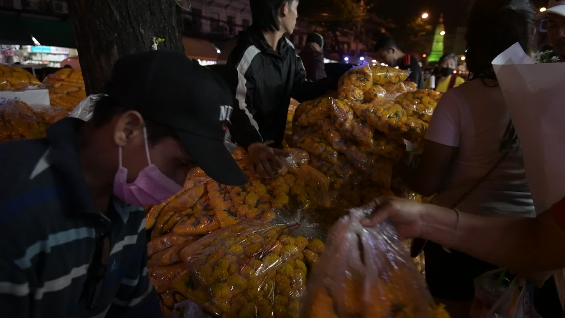 Flower Market During The Loy Krathong Festival In Bangkok