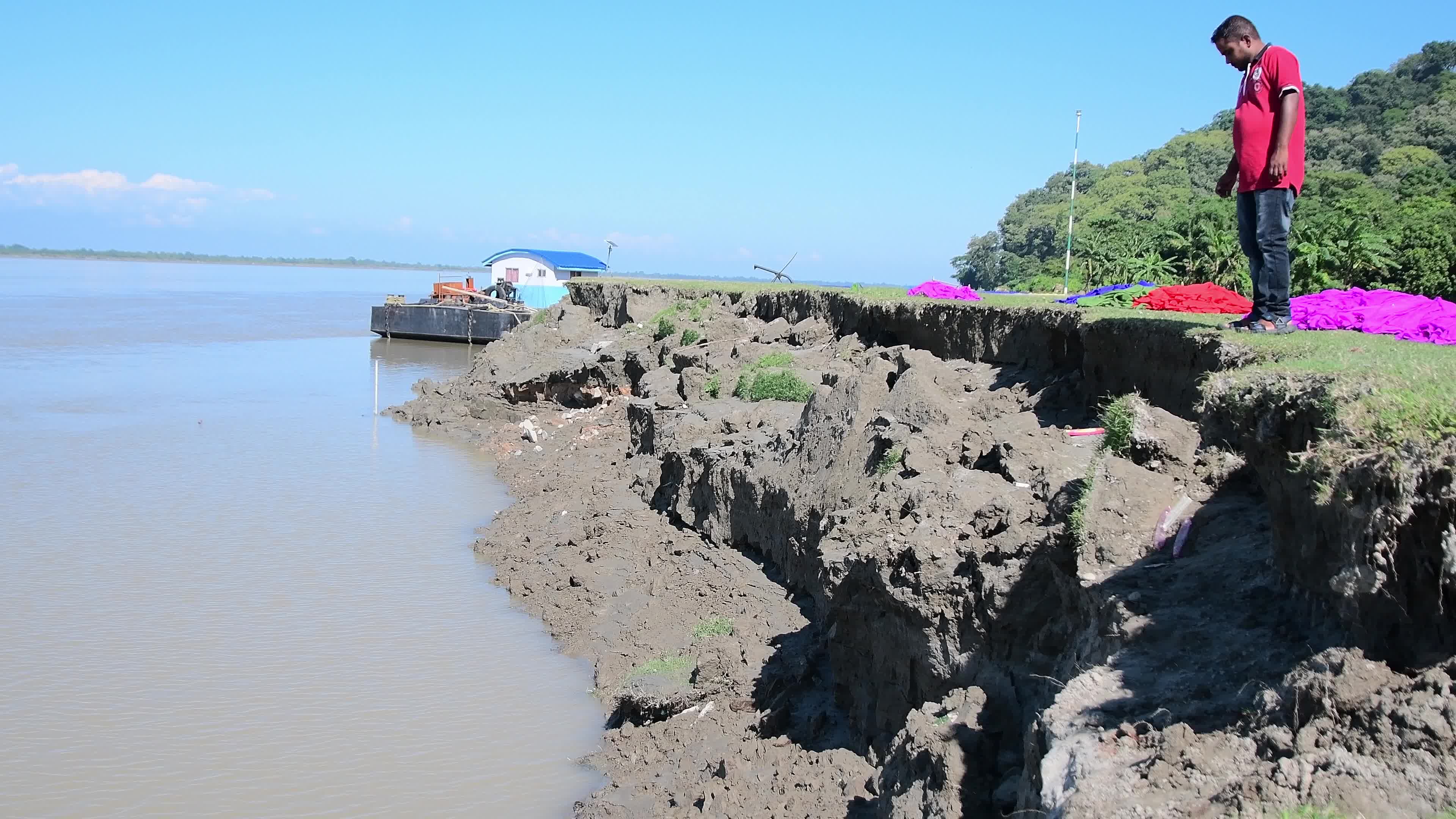 Soil erosion took place along the bank of Brahmaputra river in India