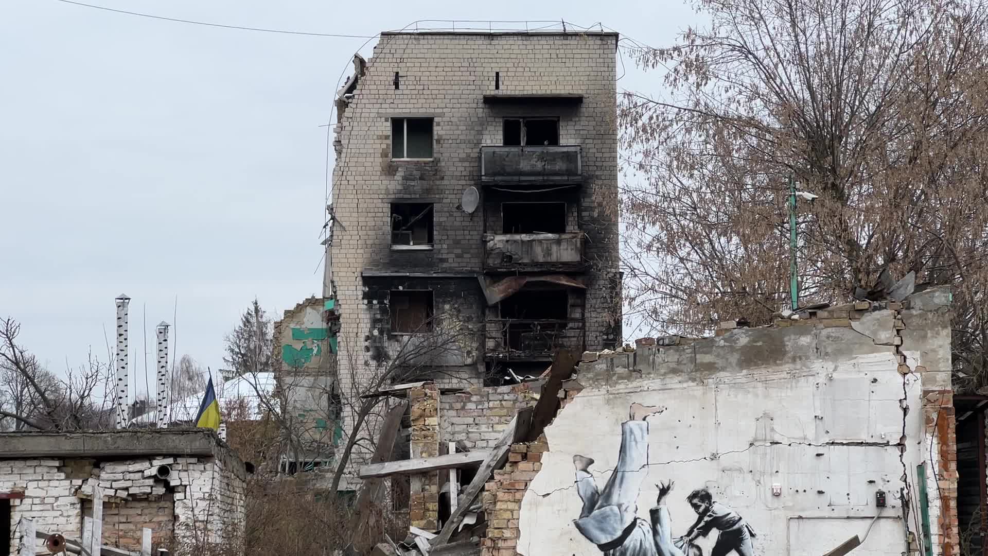 Banksy Graffiti Appeared On Several Destroyed Buildings In The Kyiv Region