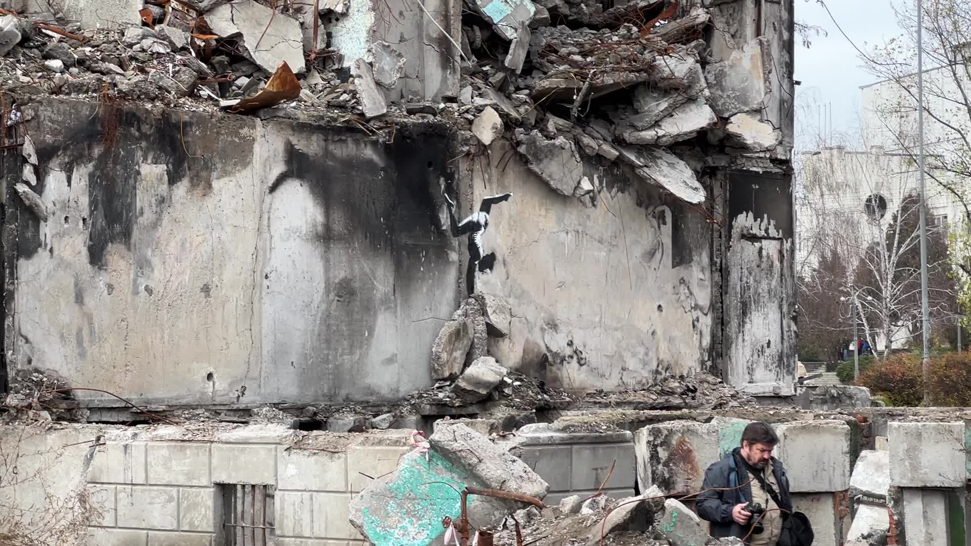 Banksy Graffiti Appeared On Several Destroyed Buildings In The Kyiv Region