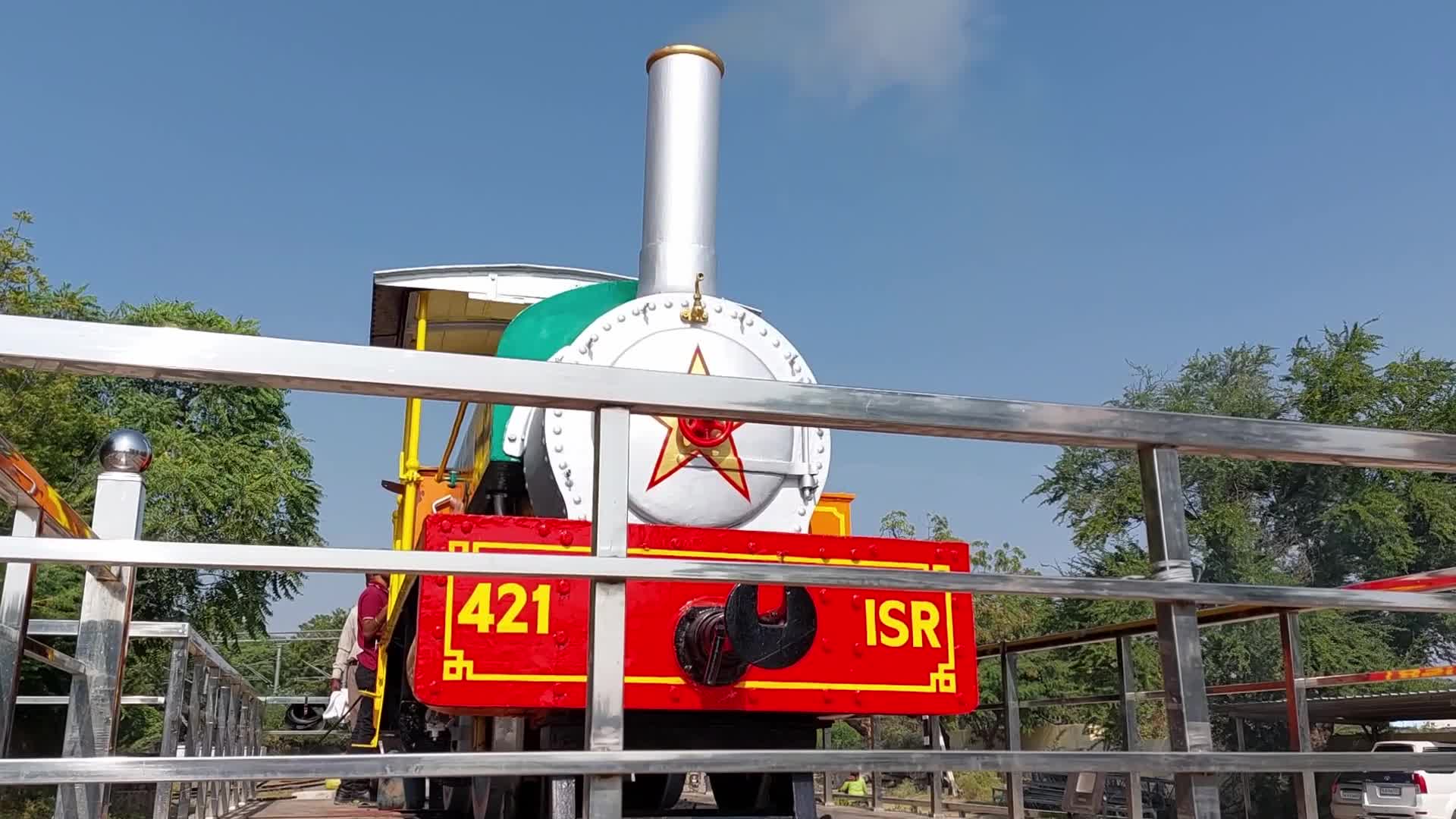 Indian Railway Steam engine display during the exhibition In Ajmer