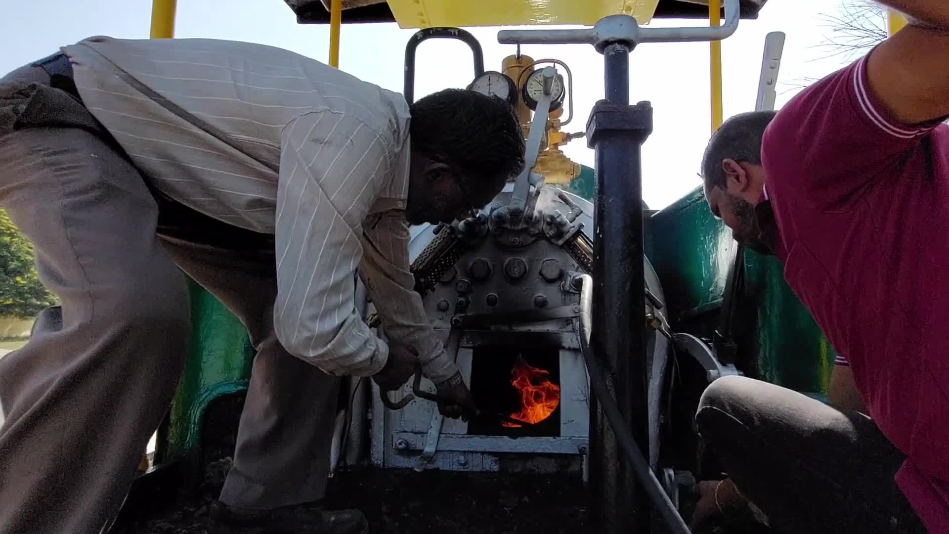Indian Railway Steam engine display during the exhibition In Ajmer