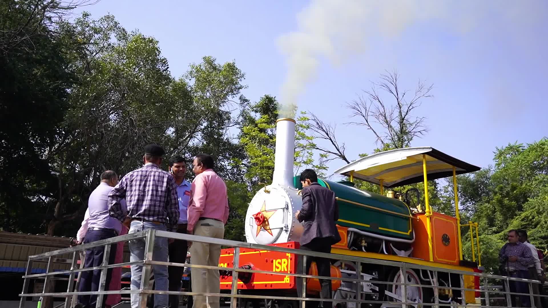 Indian Railway Steam engine display during the exhibition In Ajmer