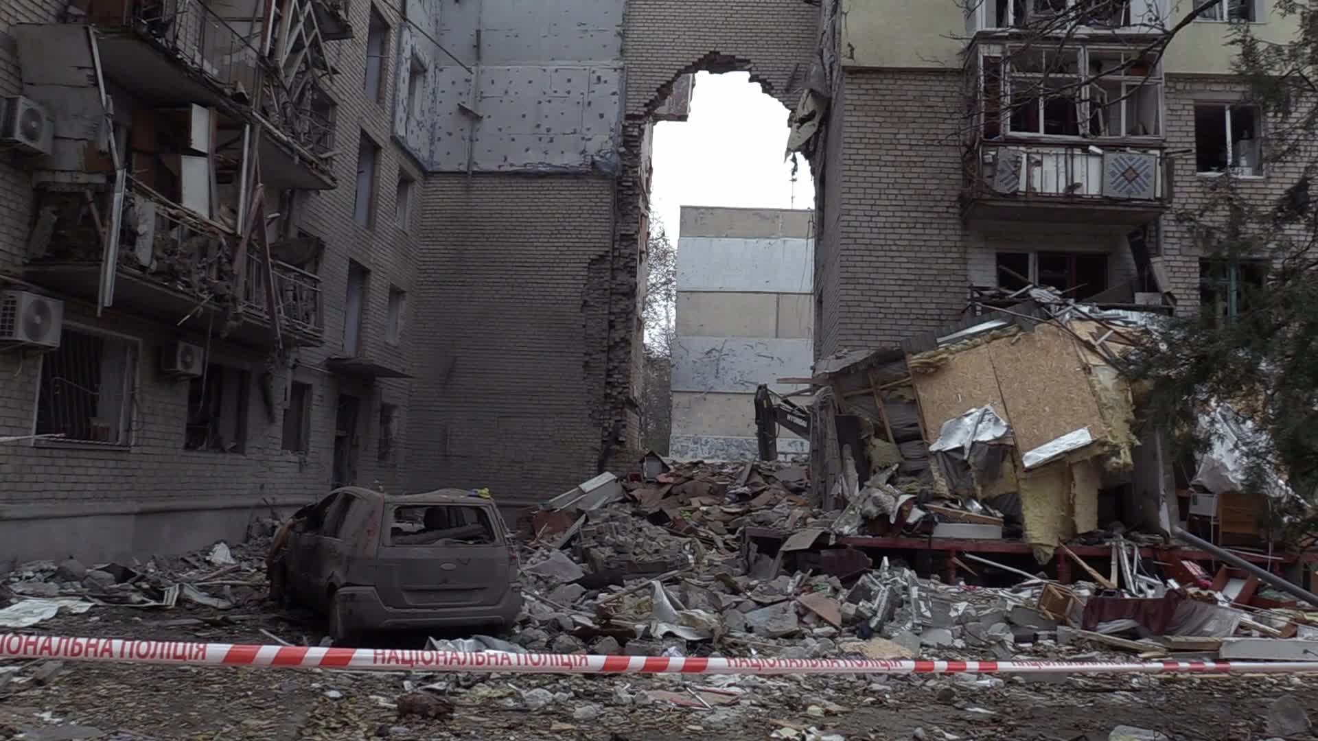 A damaged residential building after a rocket attack in Mykolaiv, amid Russia's invasion of Ukraine