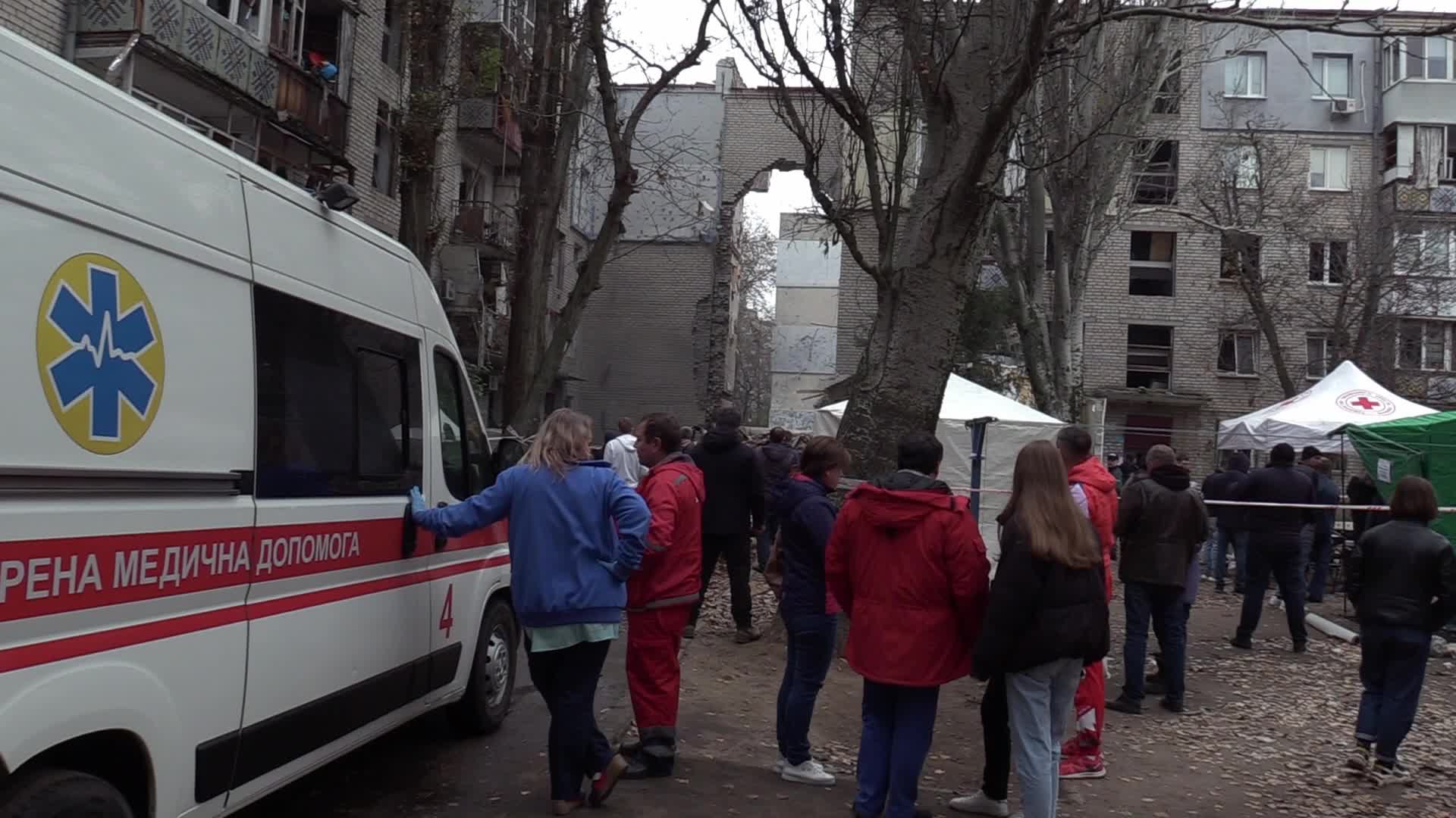 A damaged residential building after a rocket attack in Mykolaiv, amid Russia's invasion of Ukraine