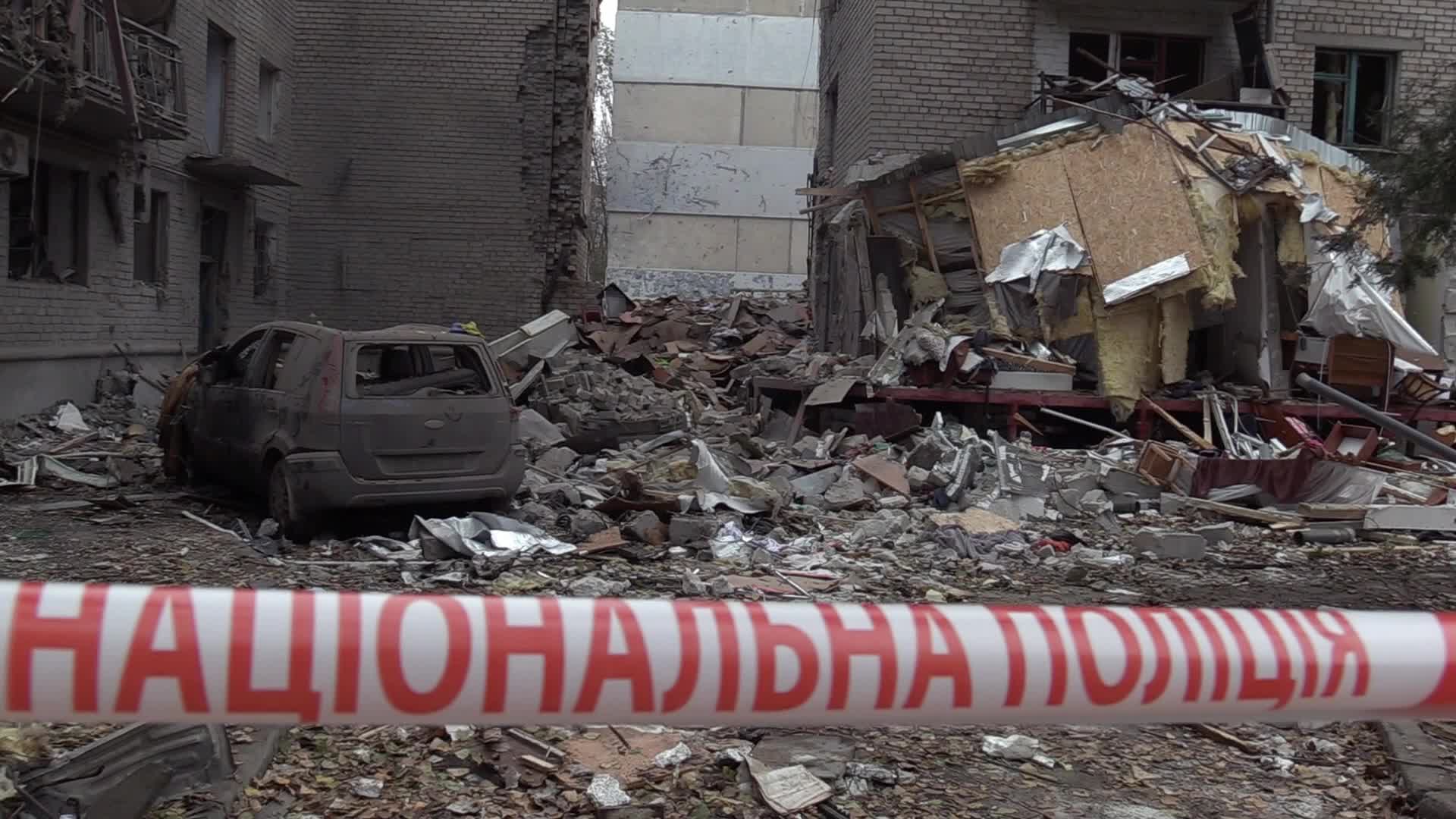 A damaged residential building after a rocket attack in Mykolaiv, amid Russia's invasion of Ukraine