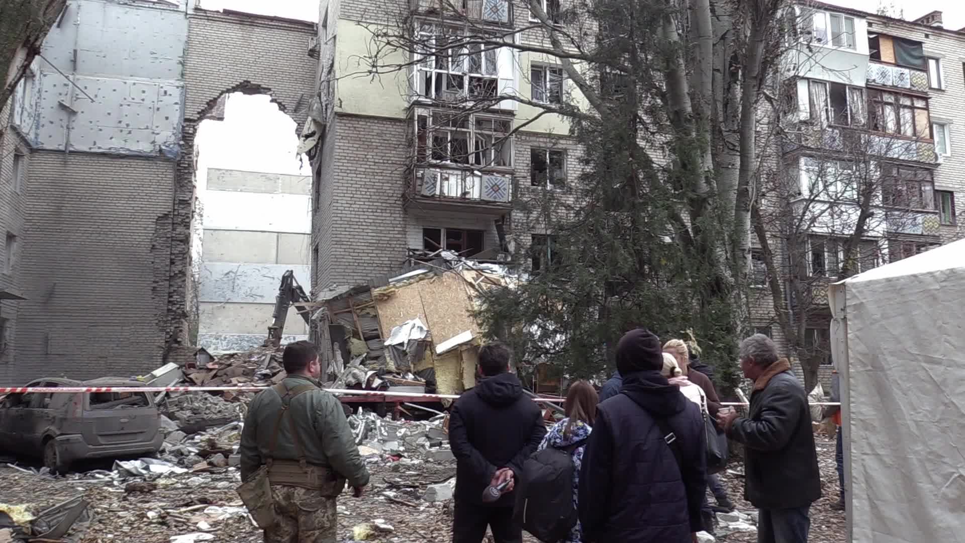 A damaged residential building after a rocket attack in Mykolaiv, amid Russia's invasion of Ukraine