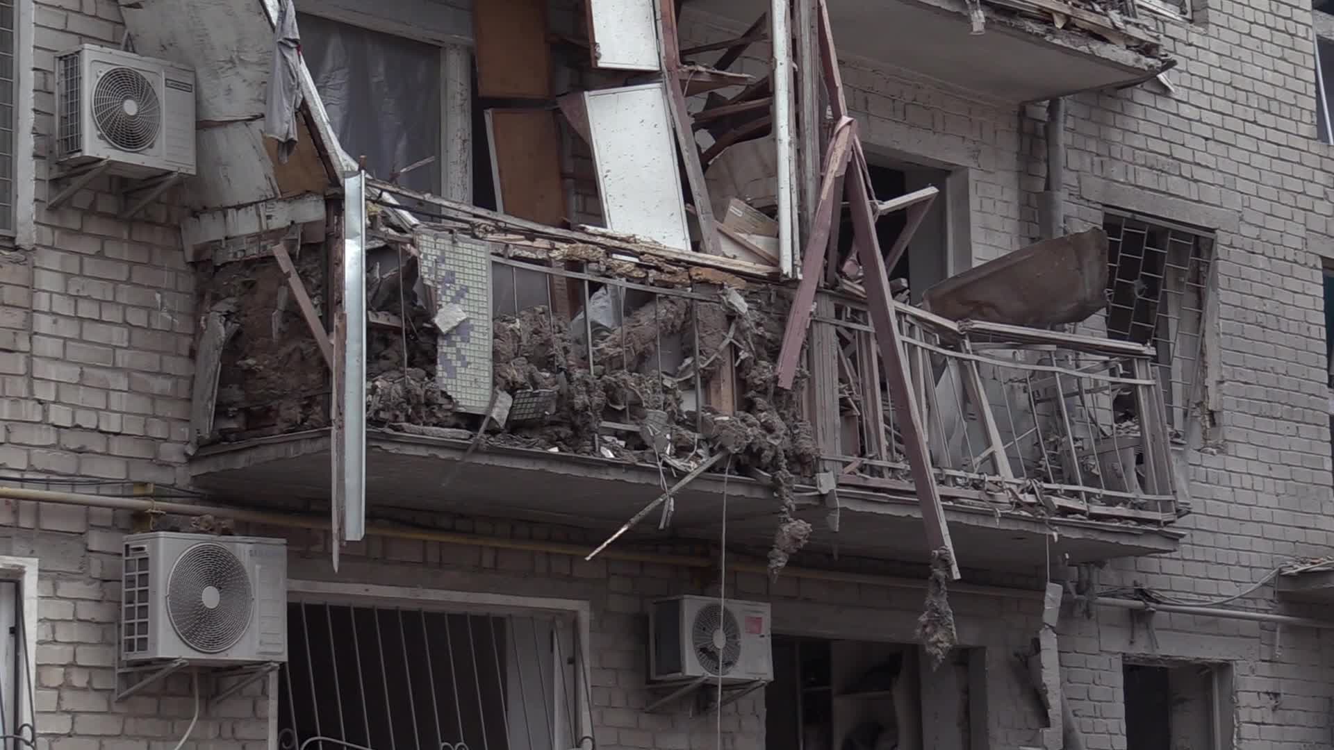 A damaged residential building after a rocket attack in Mykolaiv, amid Russia's invasion of Ukraine