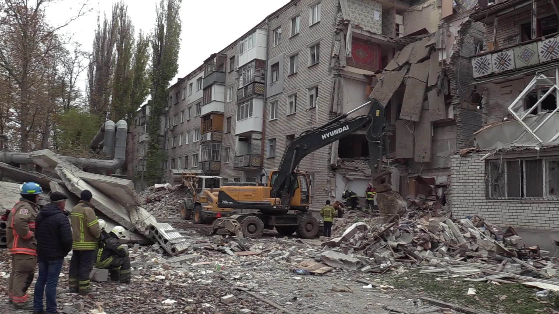 A damaged residential building after a rocket attack in Mykolaiv, amid Russia's invasion of Ukraine