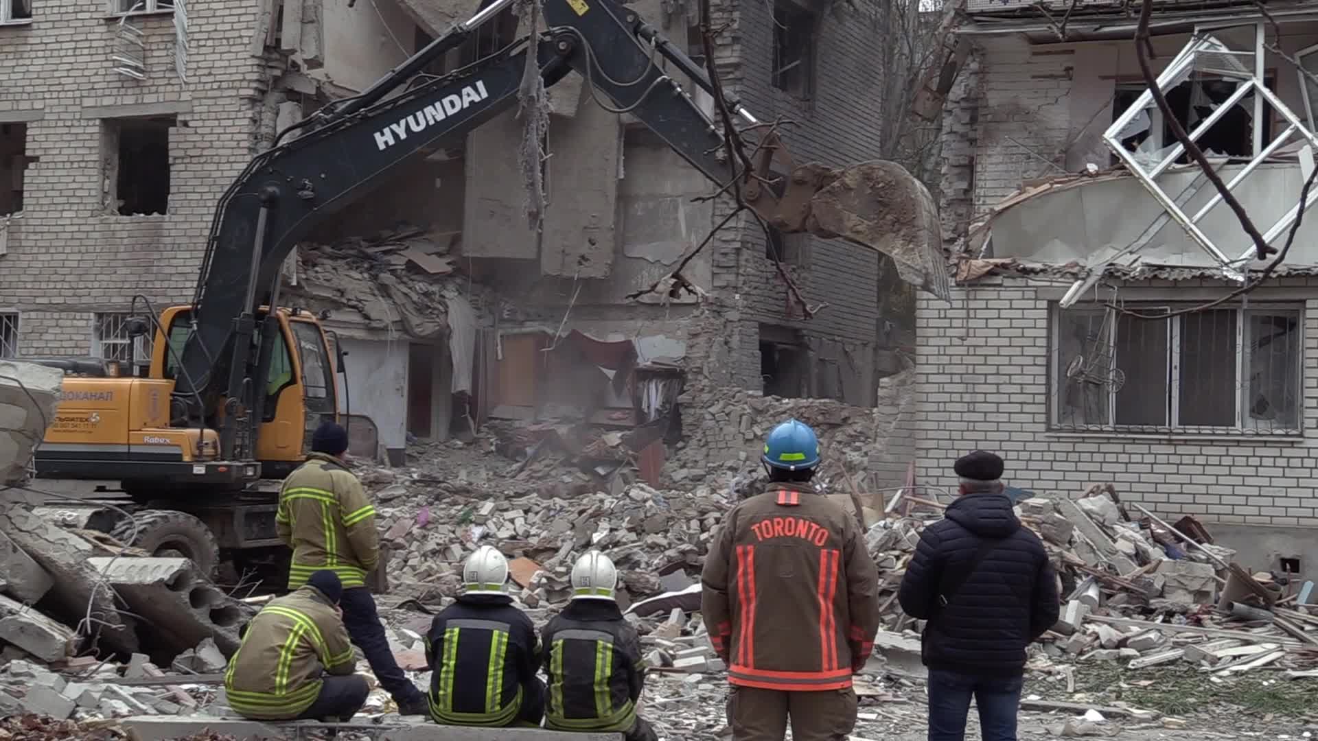 A damaged residential building after a rocket attack in Mykolaiv, amid Russia's invasion of Ukraine