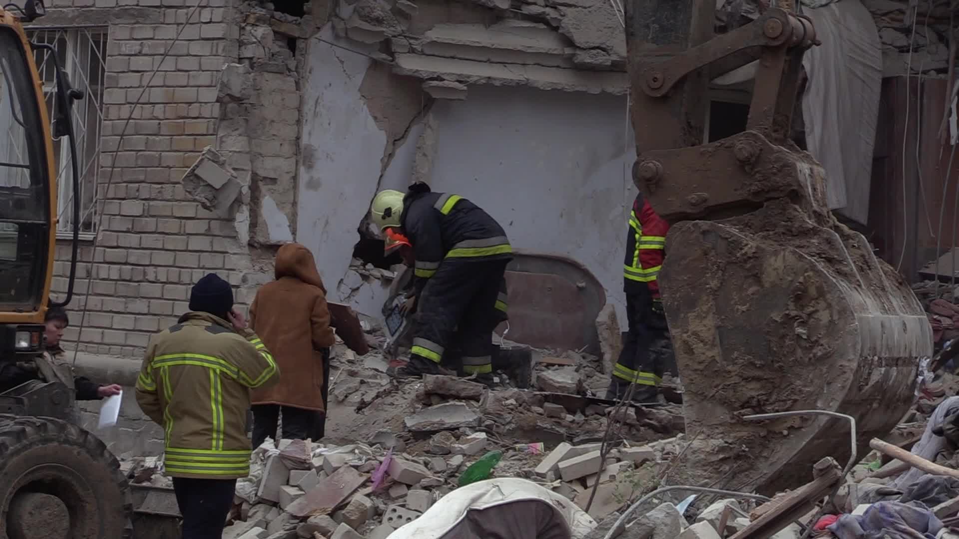 A damaged residential building after a rocket attack in Mykolaiv, amid Russia's invasion of Ukraine