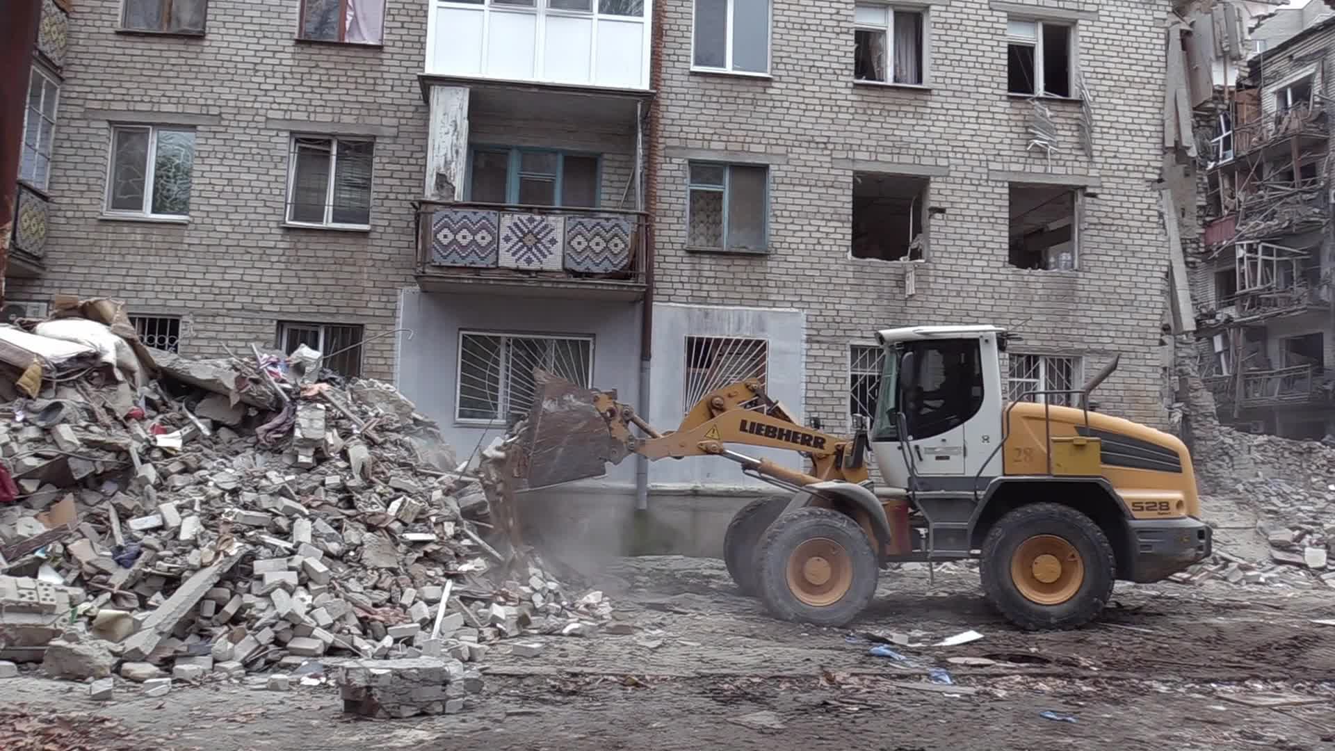 A damaged residential building after a rocket attack in Mykolaiv, amid Russia's invasion of Ukraine