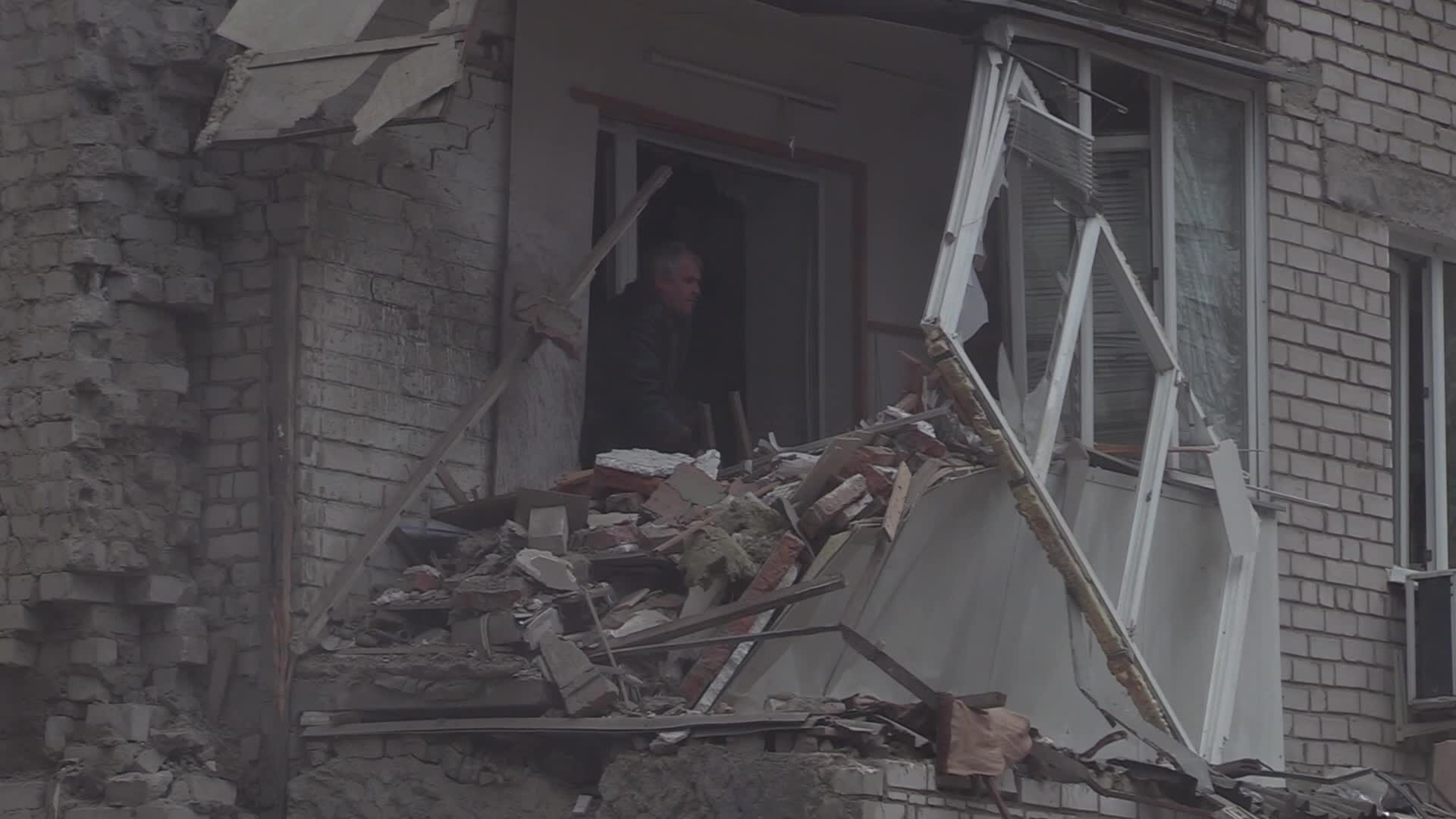 A damaged residential building after a rocket attack in Mykolaiv, amid Russia's invasion of Ukraine