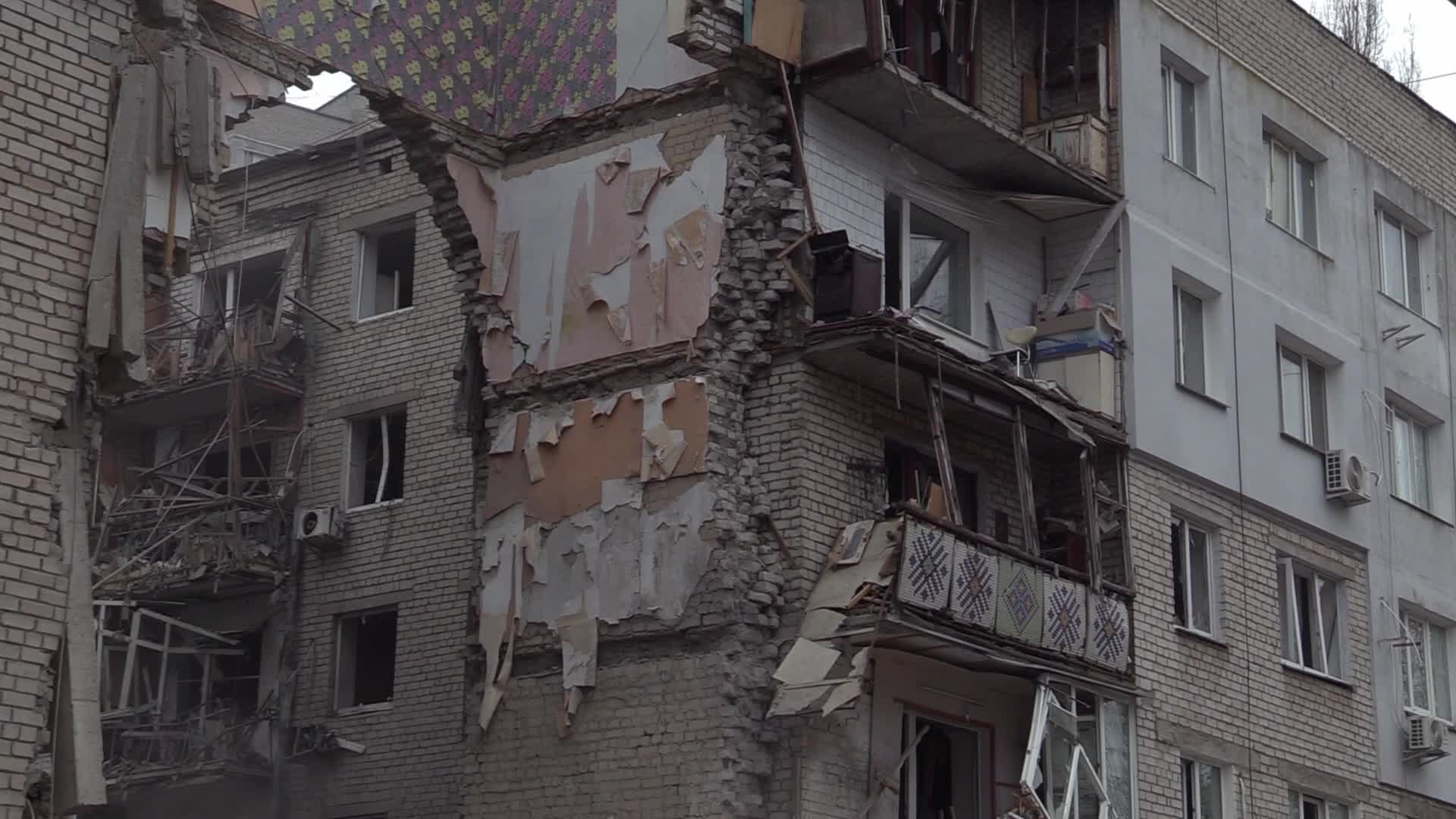 A damaged residential building after a rocket attack in Mykolaiv, amid Russia's invasion of Ukraine
