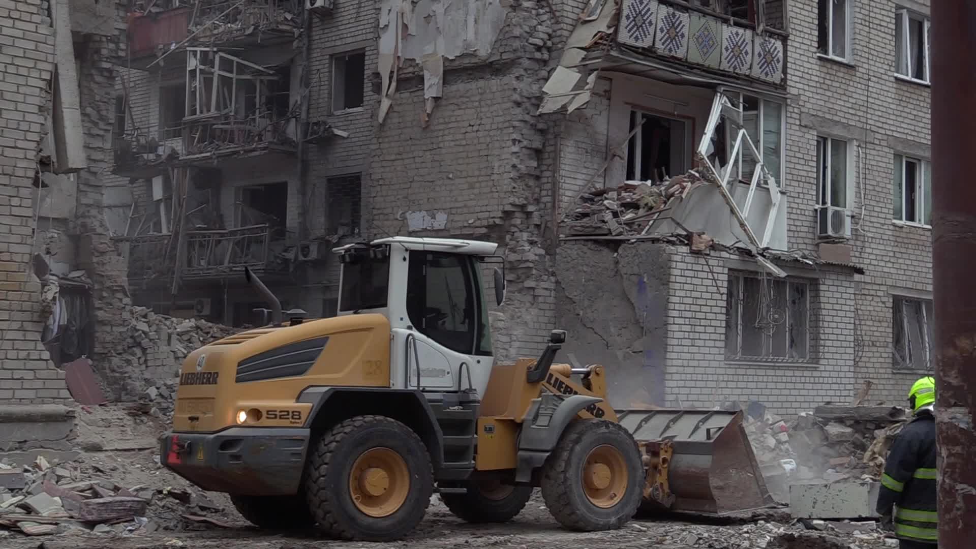 A damaged residential building after a rocket attack in Mykolaiv, amid Russia's invasion of Ukraine