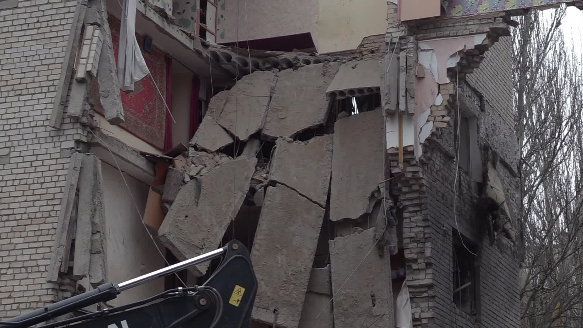A damaged residential building after a rocket attack in Mykolaiv, amid Russia's invasion of Ukraine
