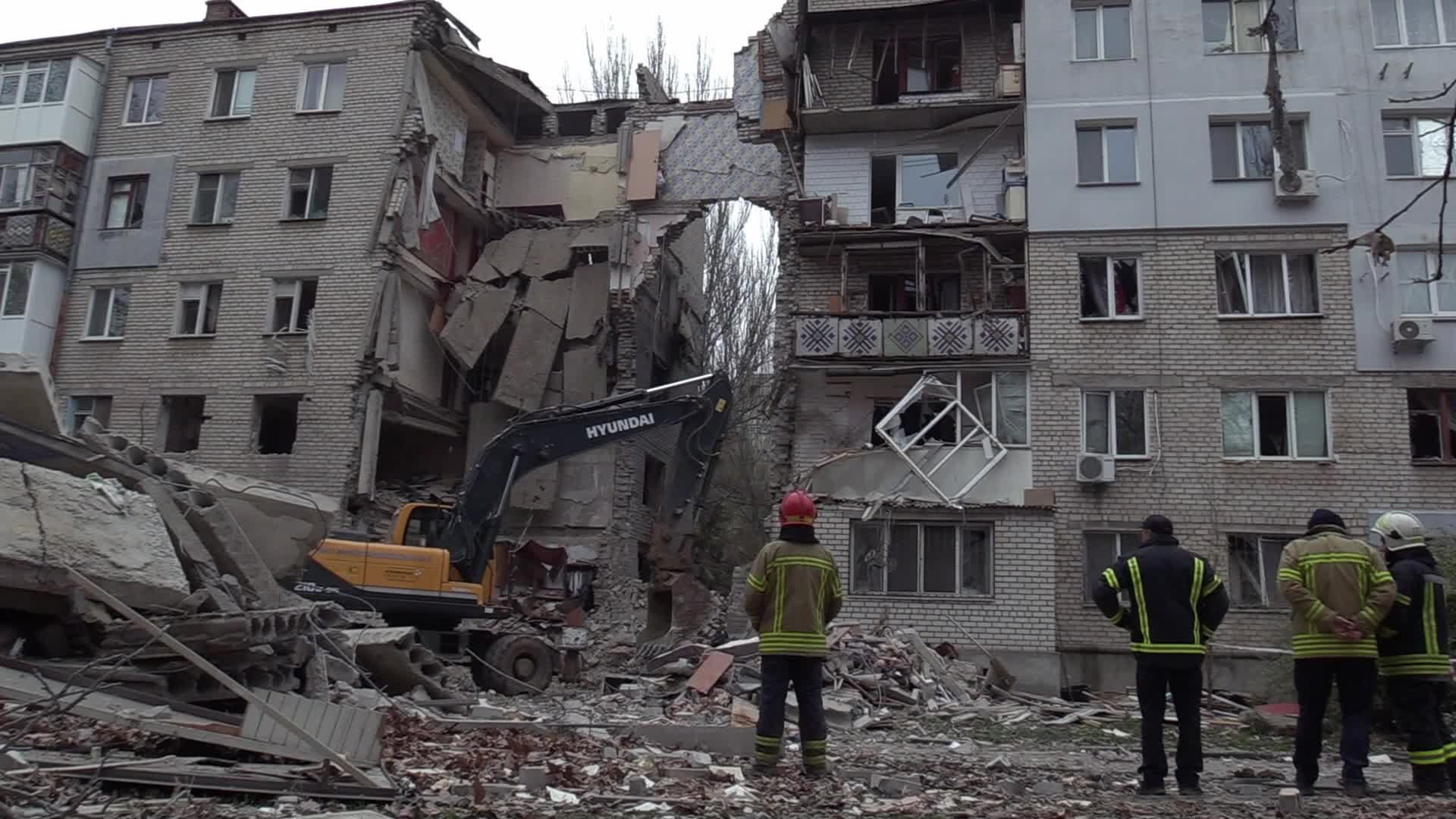 A damaged residential building after a rocket attack in Mykolaiv, amid Russia's invasion of Ukraine