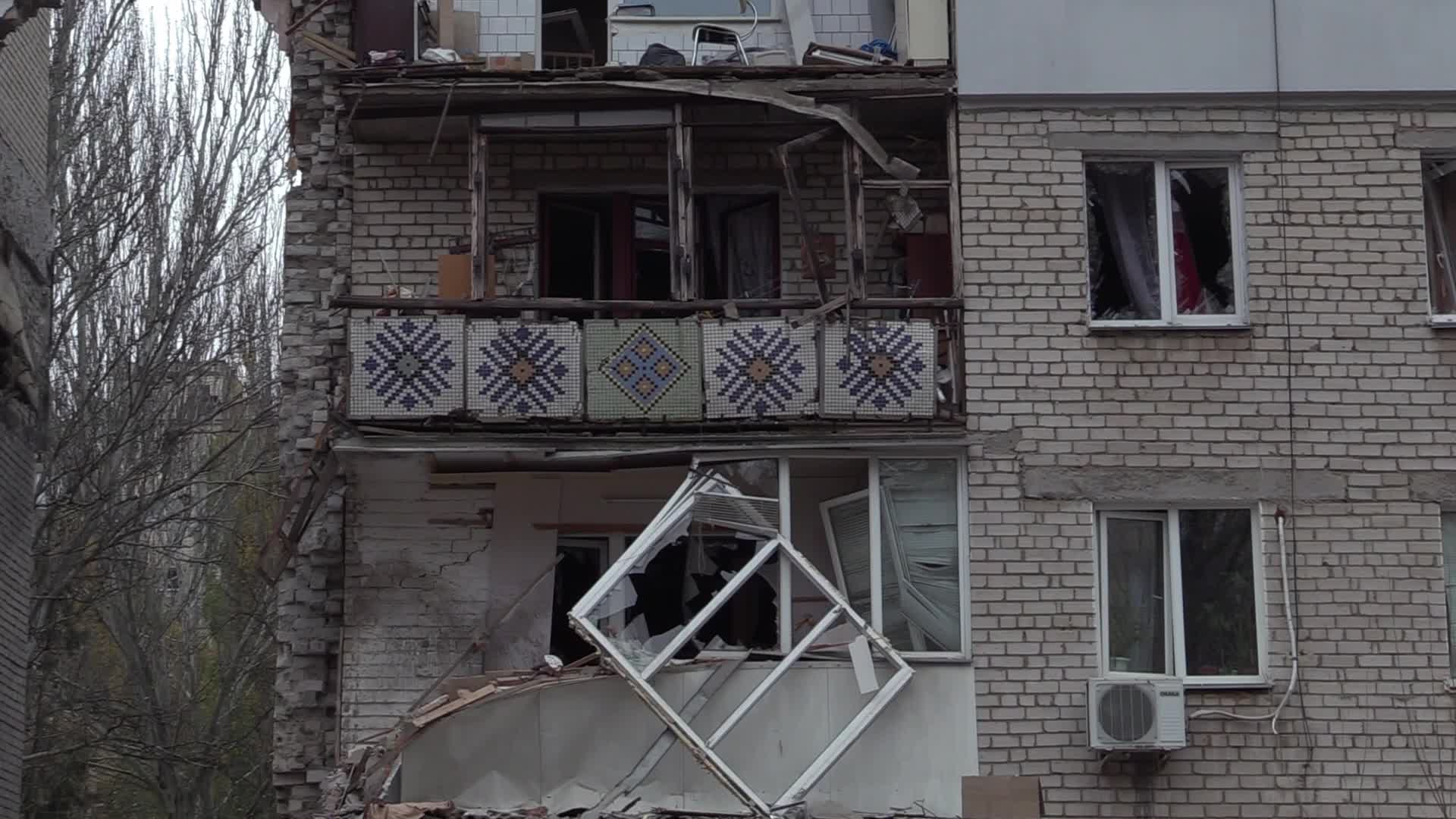 A damaged residential building after a rocket attack in Mykolaiv, amid Russia's invasion of Ukraine