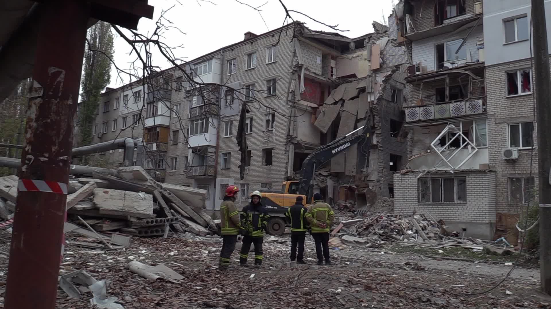 A damaged residential building after a rocket attack in Mykolaiv, amid Russia's invasion of Ukraine