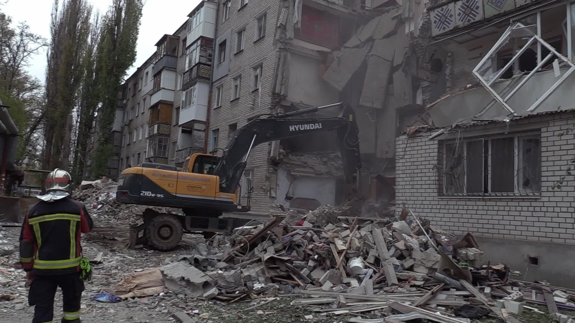 A damaged residential building after a rocket attack in Mykolaiv, amid Russia's invasion of Ukraine