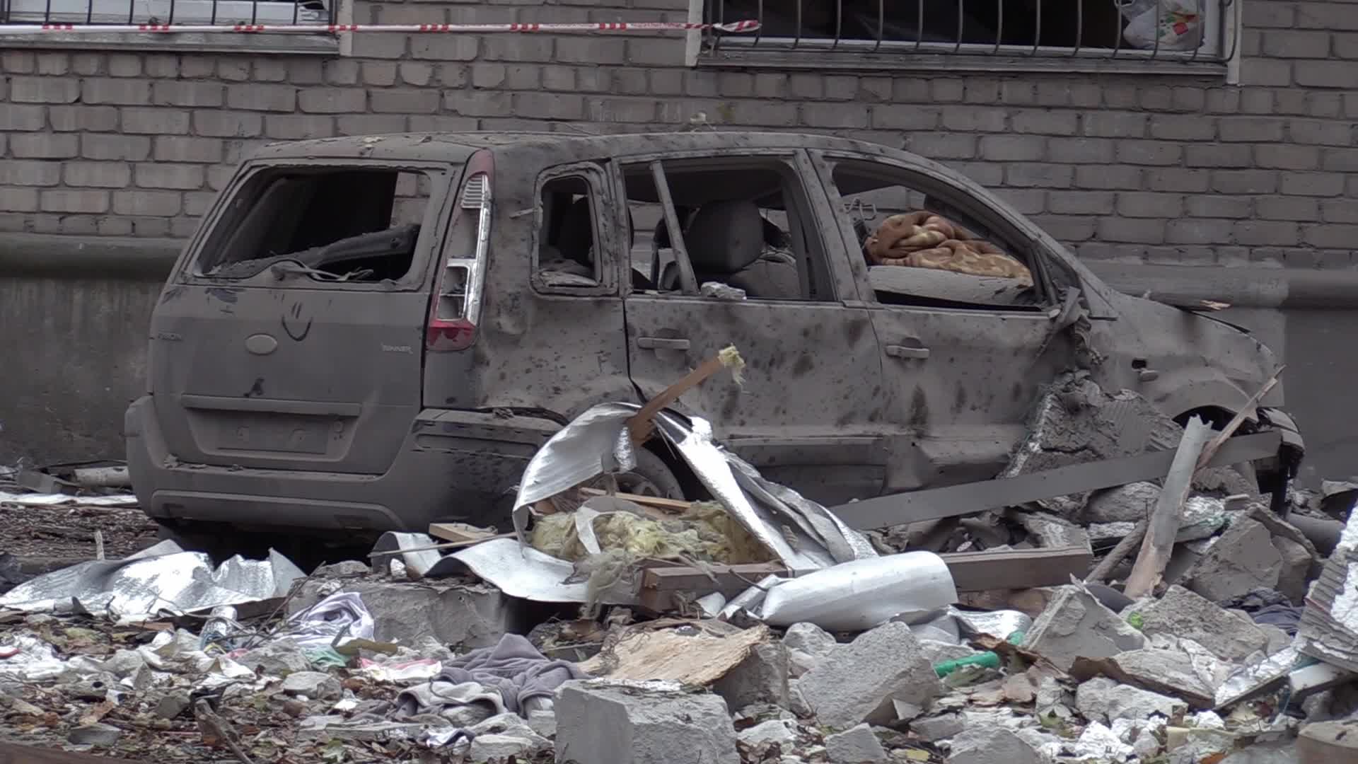 A damaged residential building after a rocket attack in Mykolaiv, amid Russia's invasion of Ukraine