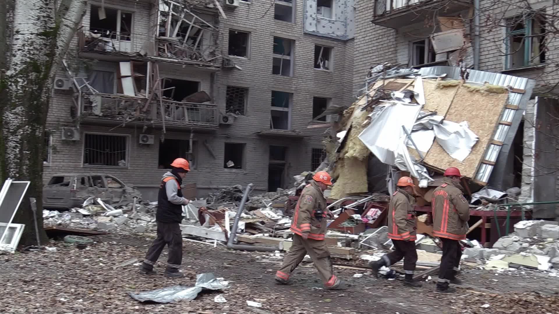 A damaged residential building after a rocket attack in Mykolaiv, amid Russia's invasion of Ukraine