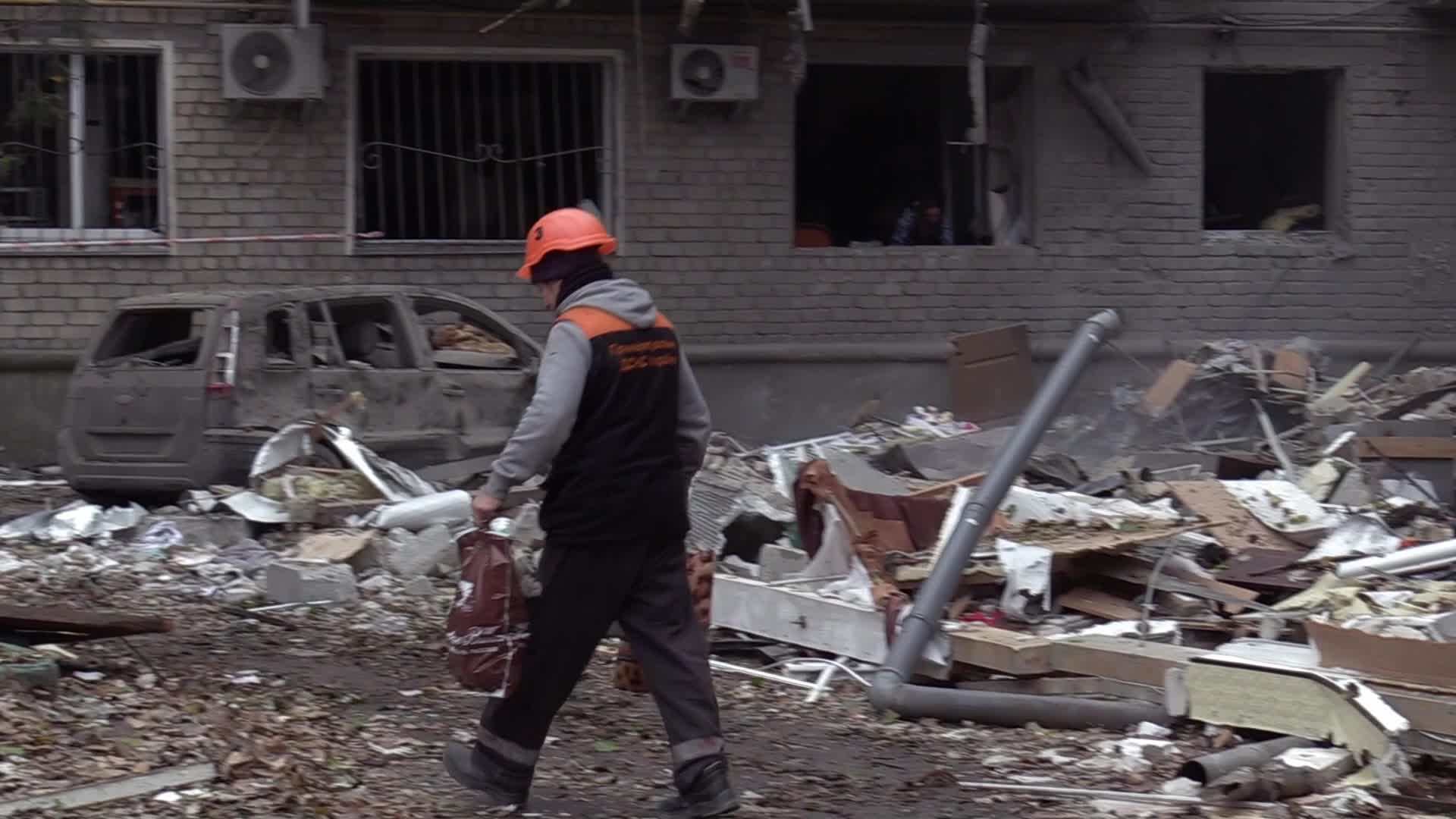 A damaged residential building after a rocket attack in Mykolaiv, amid Russia's invasion of Ukraine