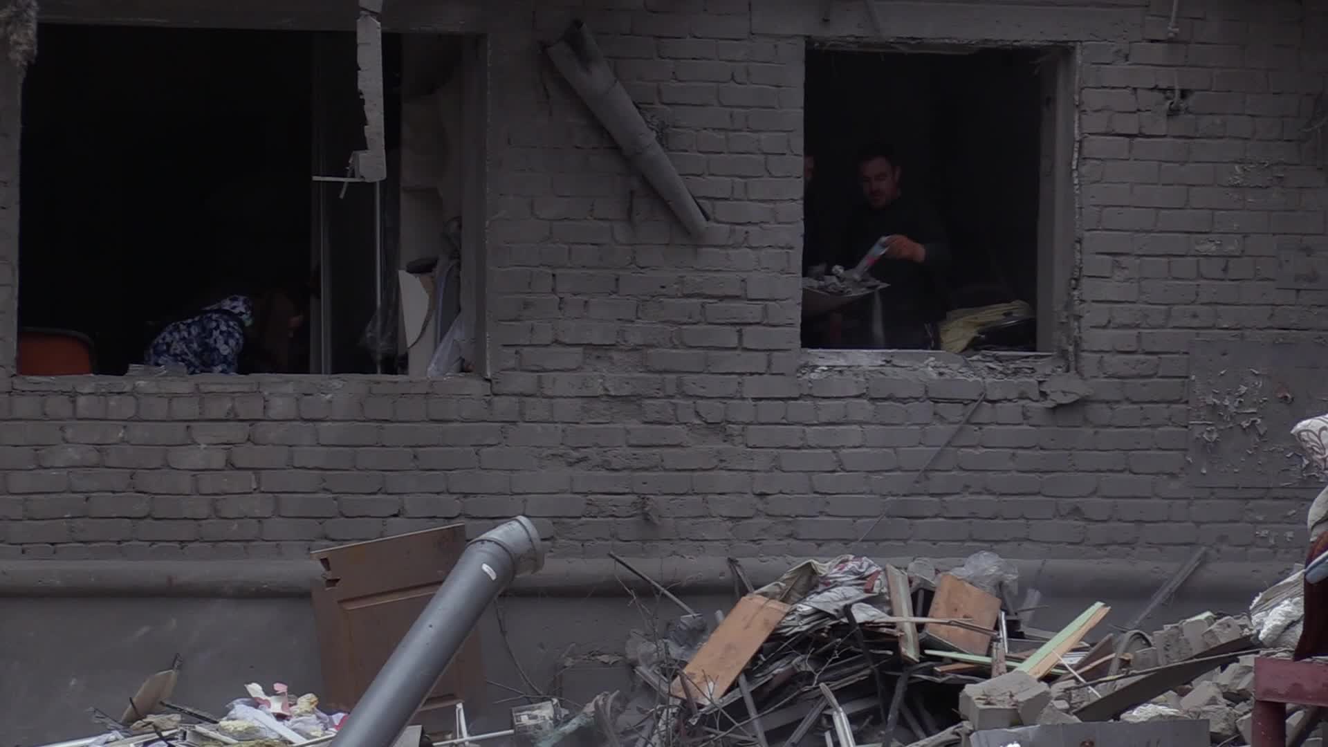 A damaged residential building after a rocket attack in Mykolaiv, amid Russia's invasion of Ukraine