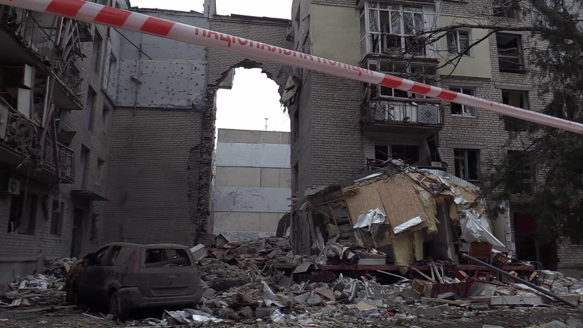 A damaged residential building after a rocket attack in Mykolaiv, amid Russia's invasion of Ukraine