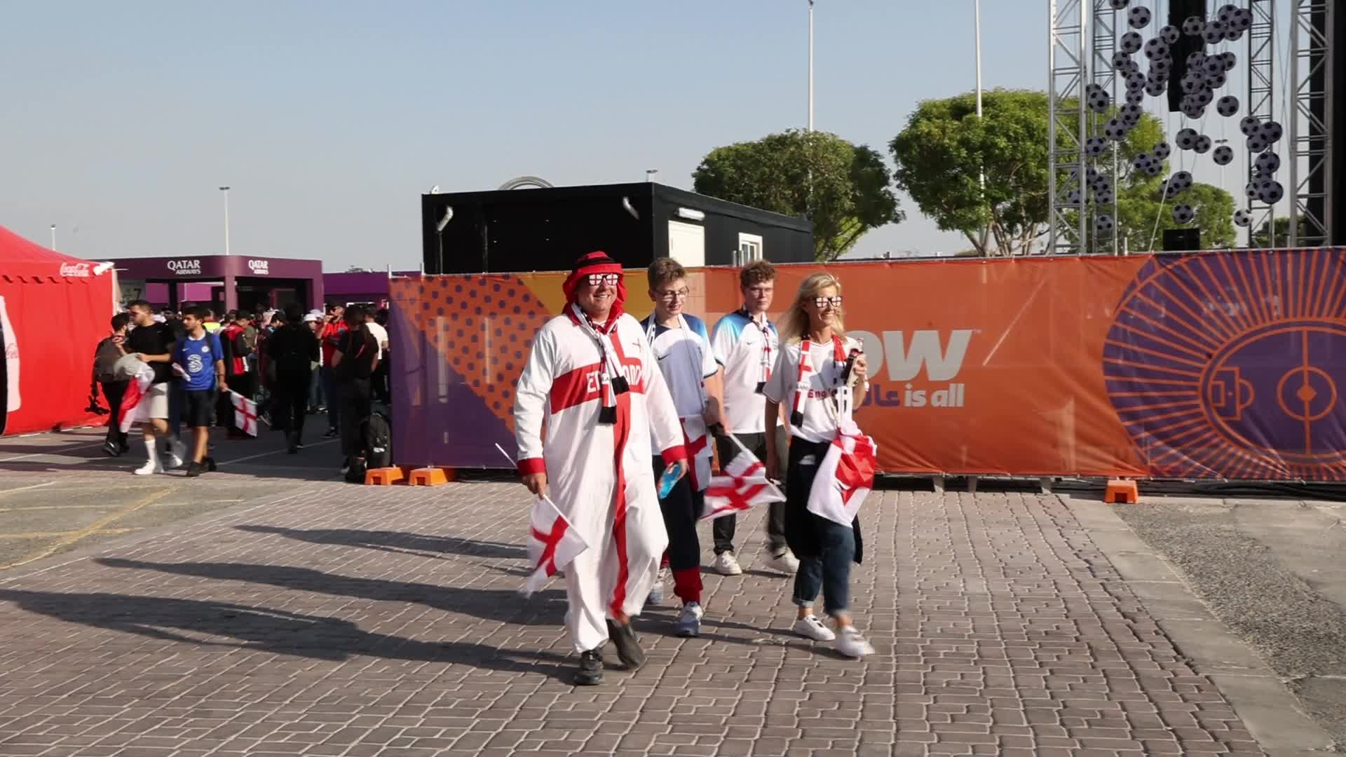 Supporters arrives at stadium for the FIFA World Cup match between England v Iran