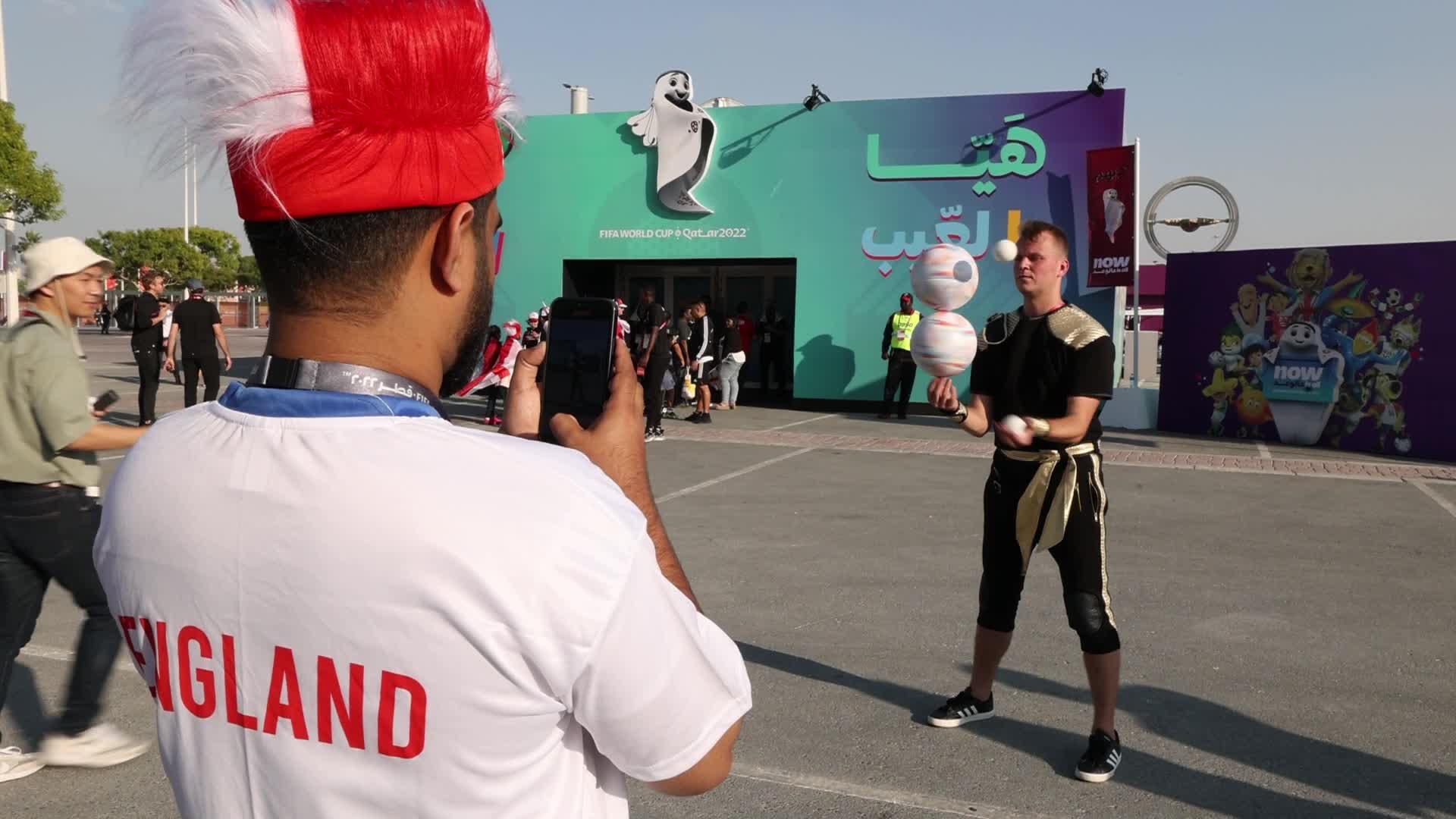 Supporters arrives at stadium for the FIFA World Cup match between England v Iran
