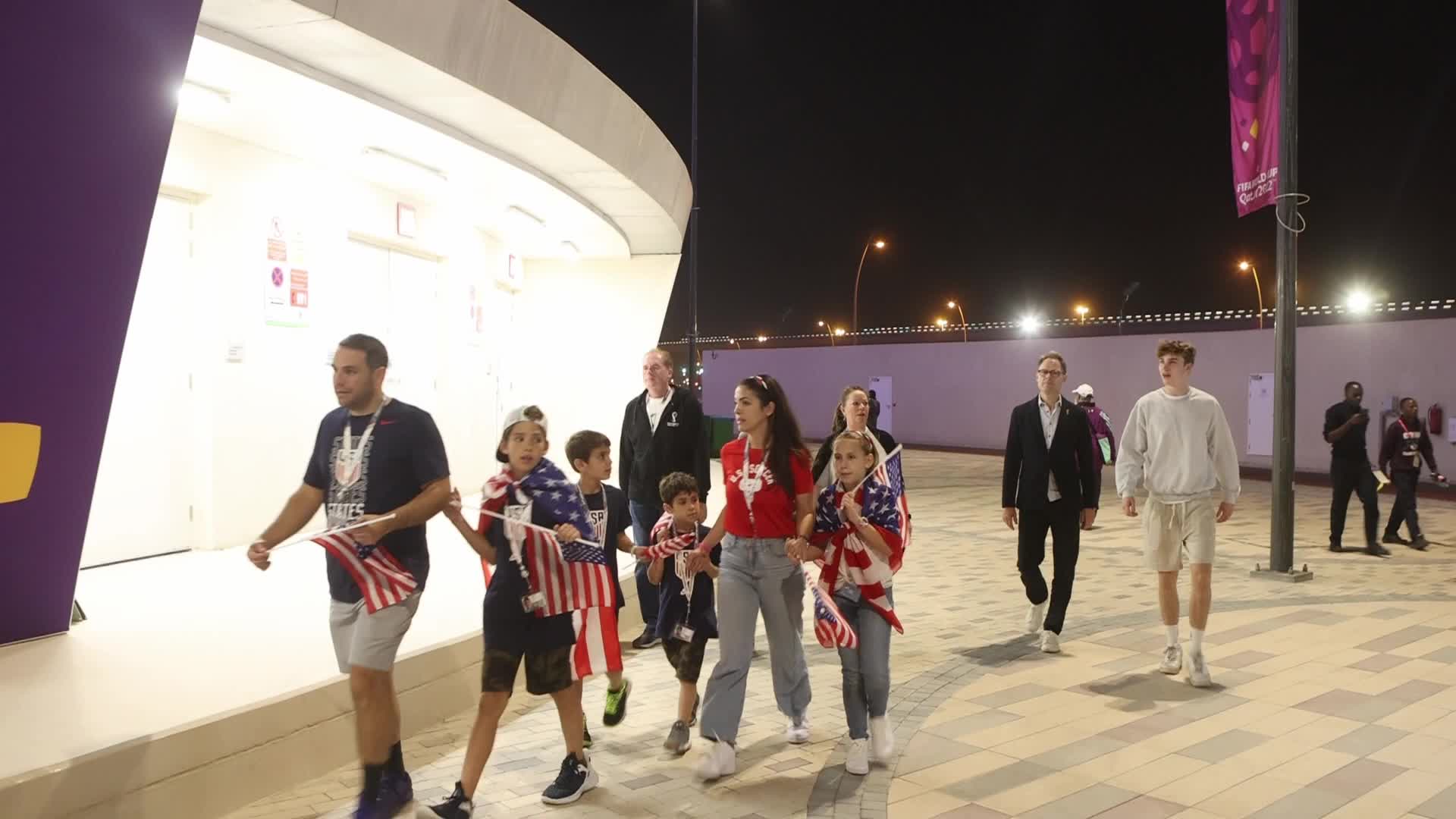 Supporters arrive for USA v Wales match during the FIFA World Cup Qatar 2022