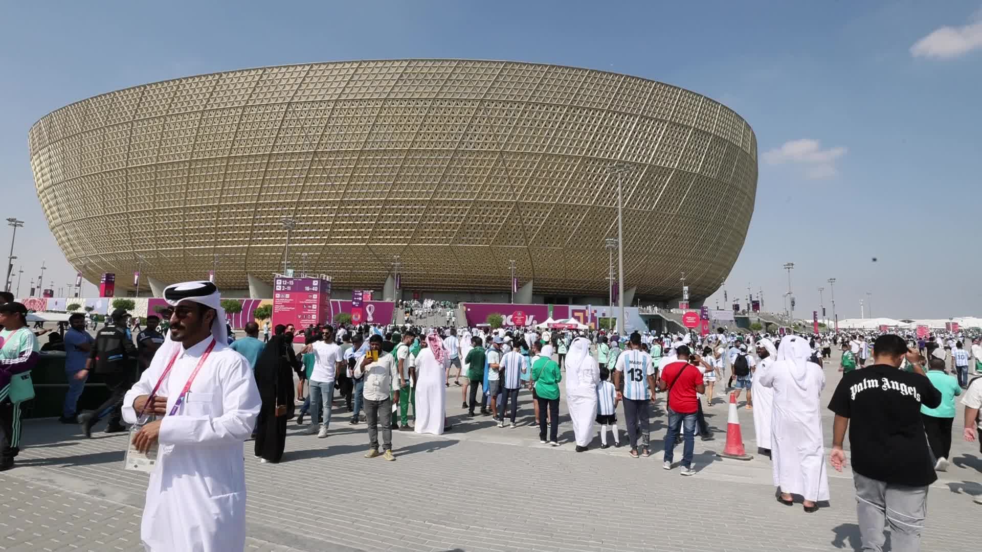 Argentinian supporters outside the stadium before the FIFA World Cup match between Argentina v Saudi Arabia
