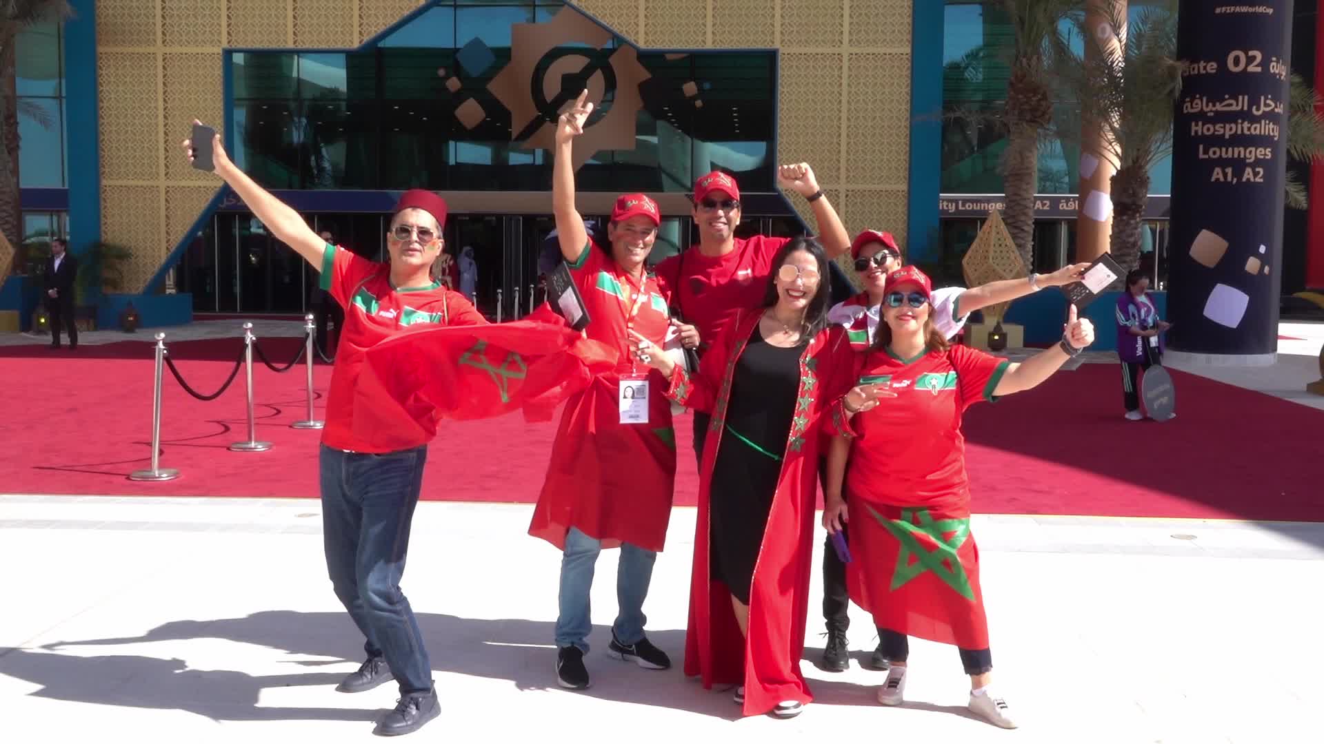 Fans arrive at Al Bayt stadium to watch Morocco v Croatia during the FIFA World Cup