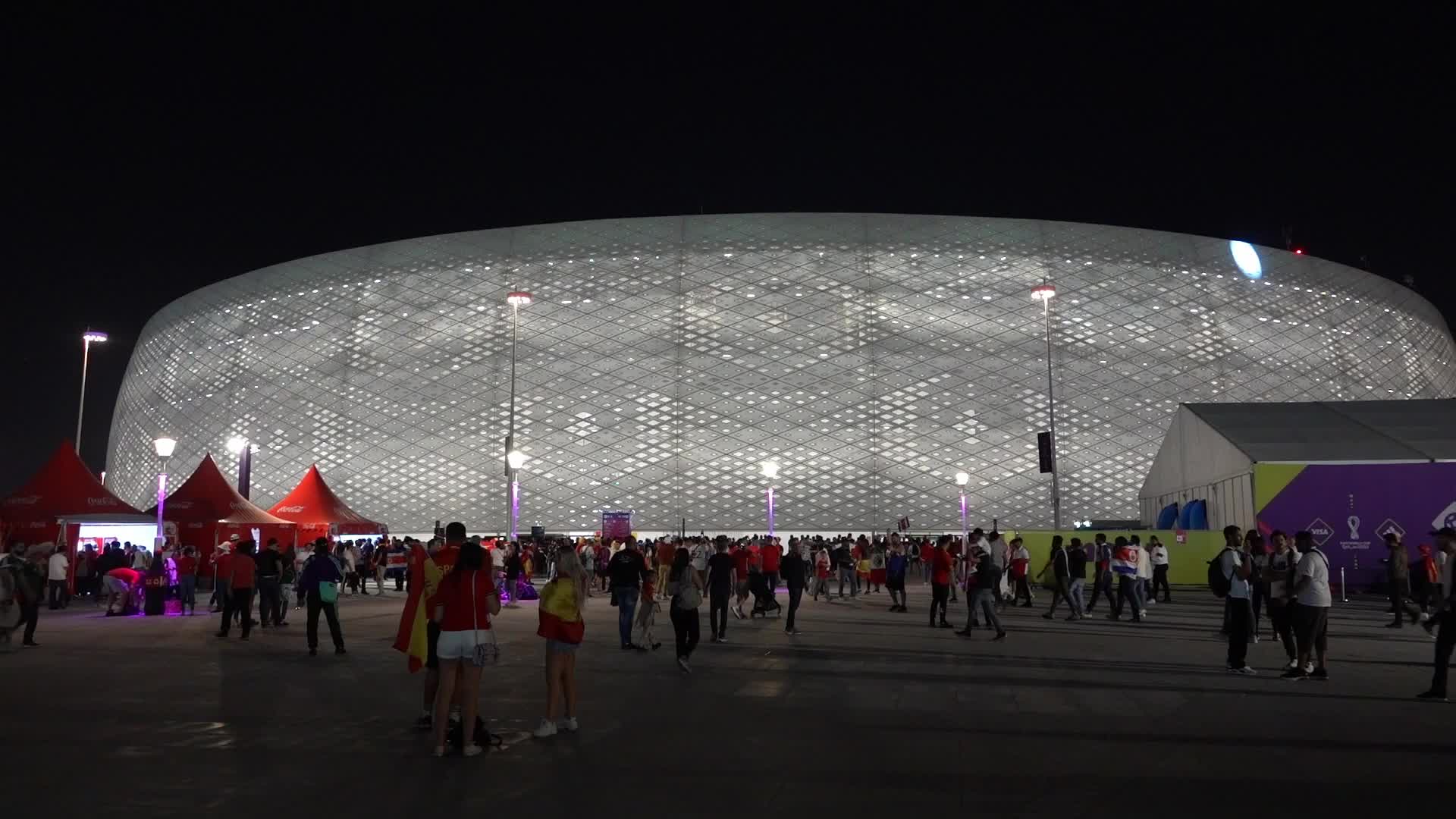 Fans arrive at Al Thumama Stadium to watch Spain v Costa Rica during the FIFA World Cup