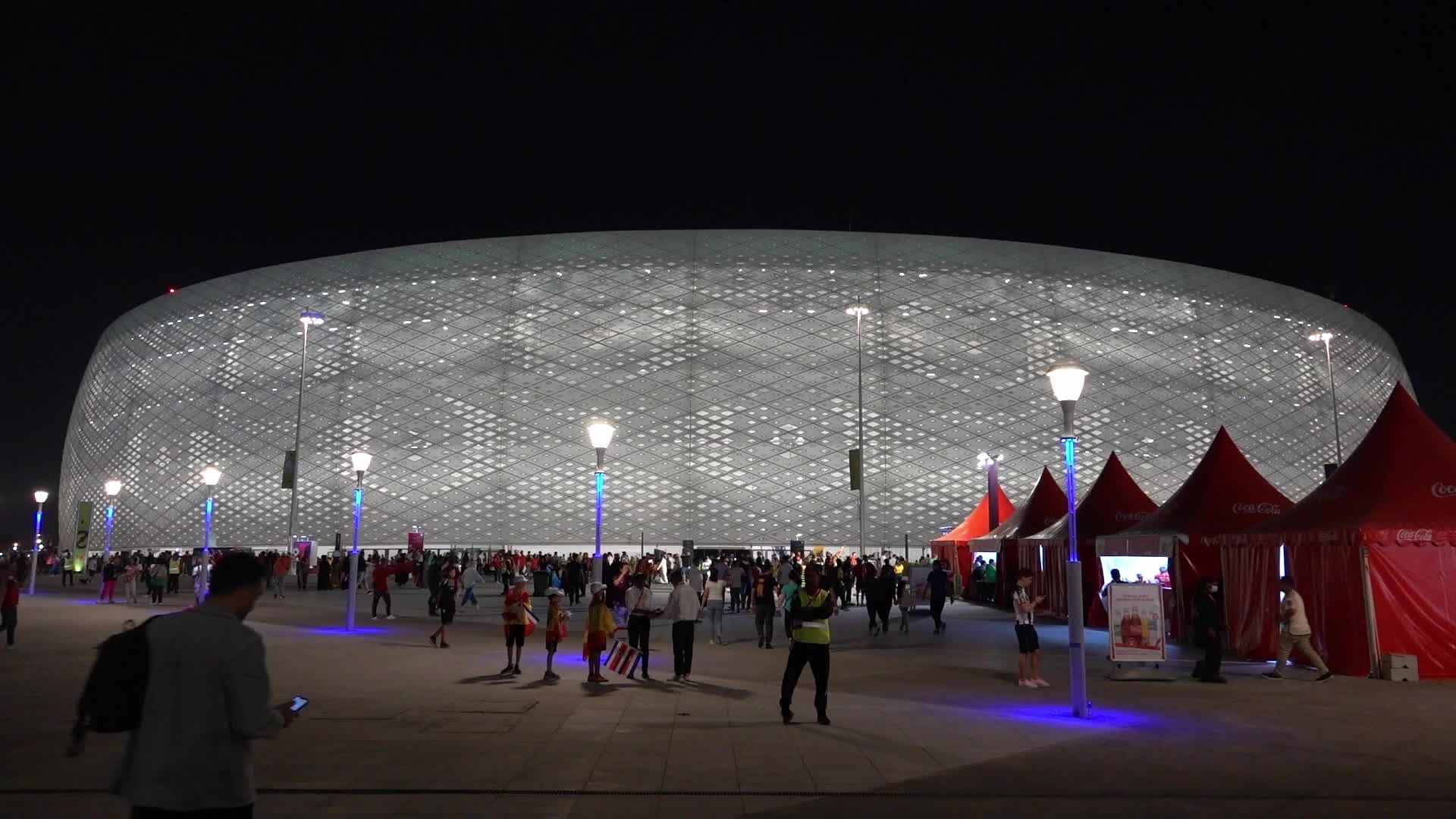 Fans arrive at Al Thumama Stadium to watch Spain v Costa Rica during the FIFA World Cup