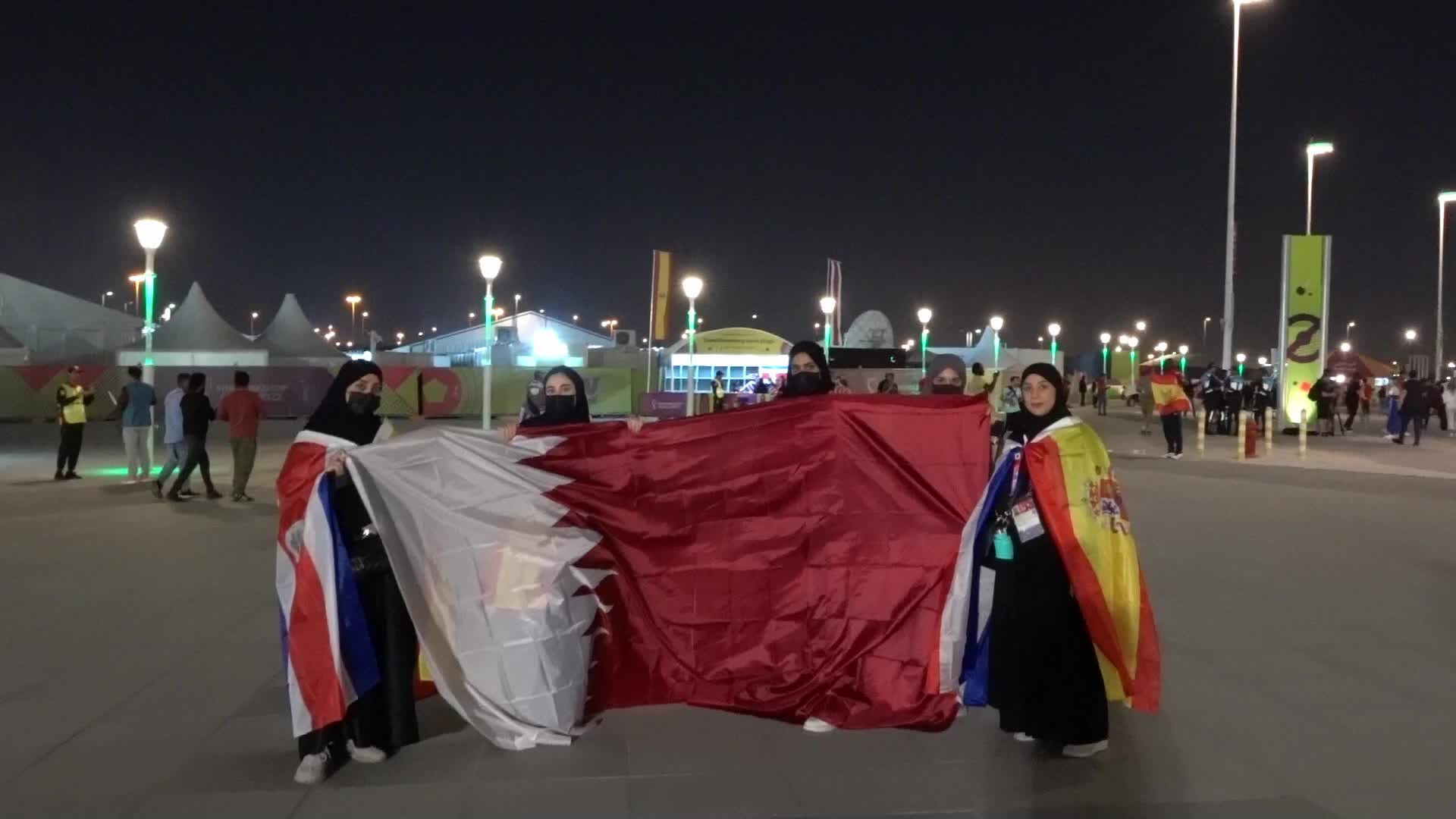 Fans arrive at Al Thumama Stadium to watch Spain v Costa Rica during the FIFA World Cup
