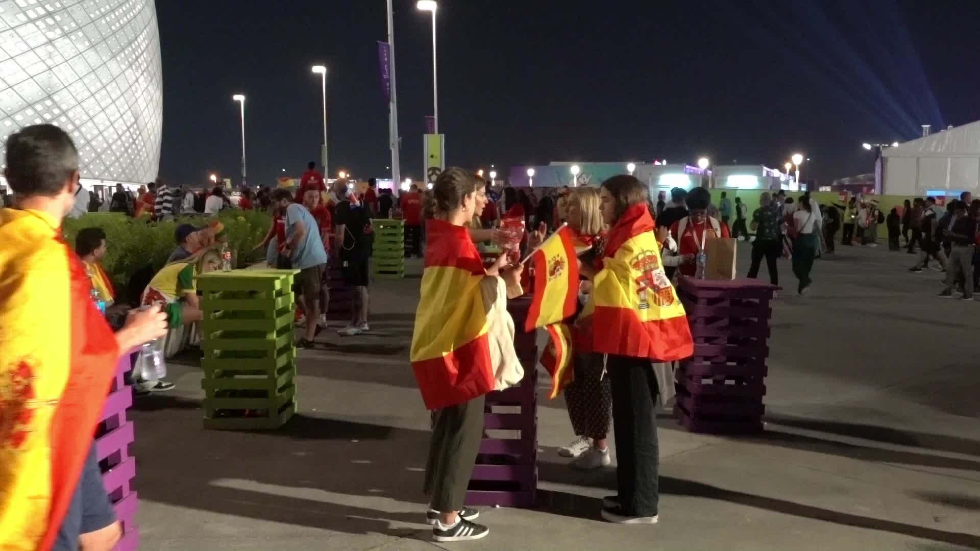 Fans arrive at Al Thumama Stadium to watch Spain v Costa Rica during the FIFA World Cup