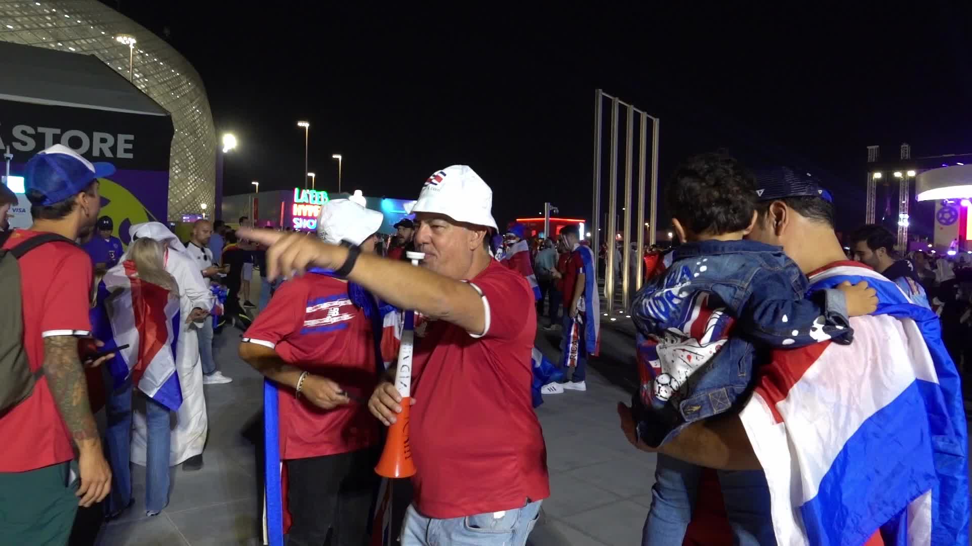Fans arrive at Al Thumama Stadium to watch Spain v Costa Rica during the FIFA World Cup
