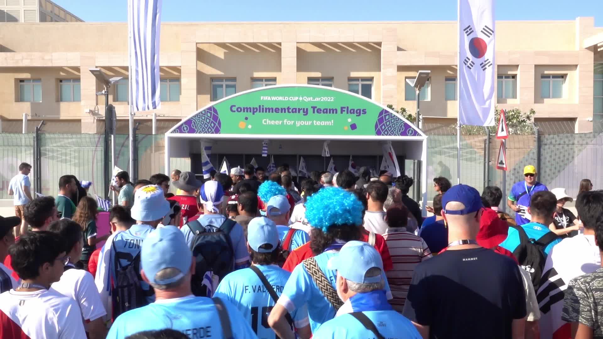 Fans arrive at Education City Stadium for the World Cup Match between Uruguay v Korea Republic