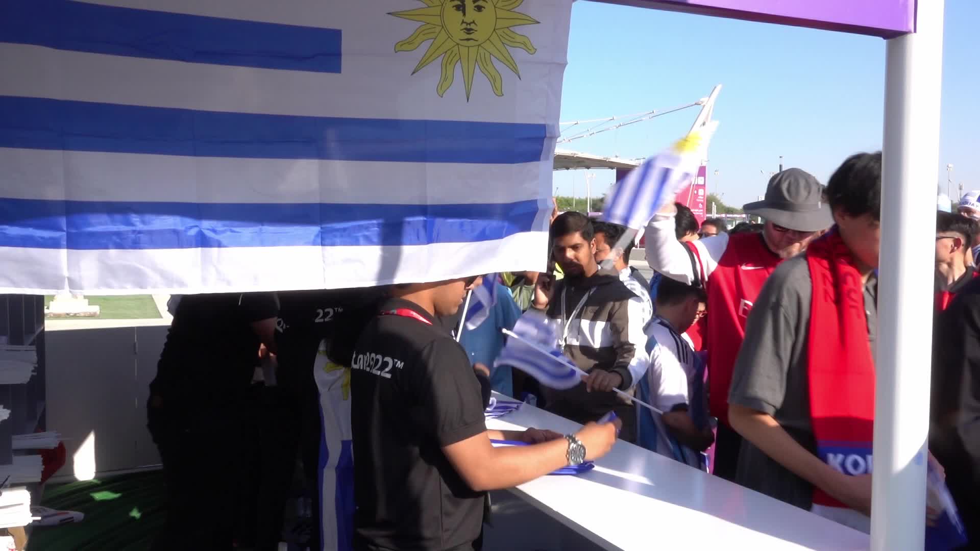 Fans arrive at Education City Stadium for the World Cup Match between Uruguay v Korea Republic
