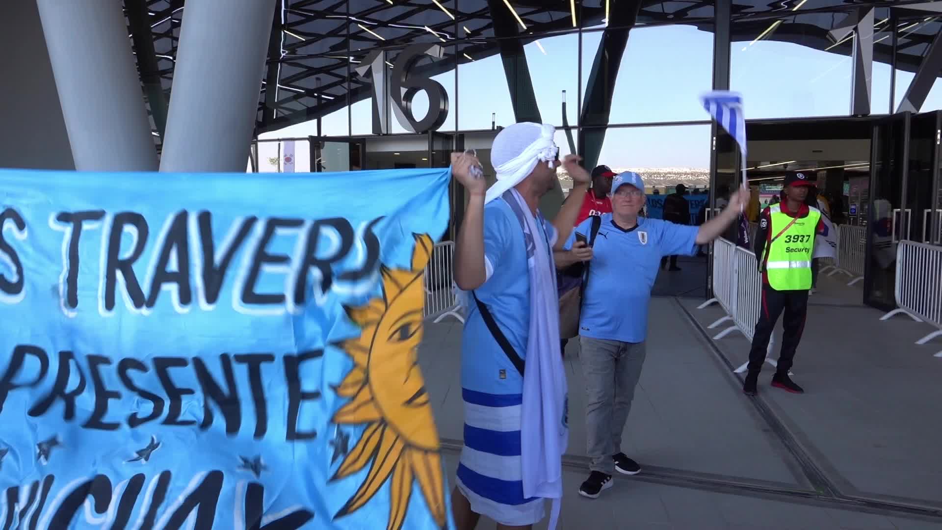 Fans arrive at Education City Stadium for the World Cup Match between Uruguay v Korea Republic