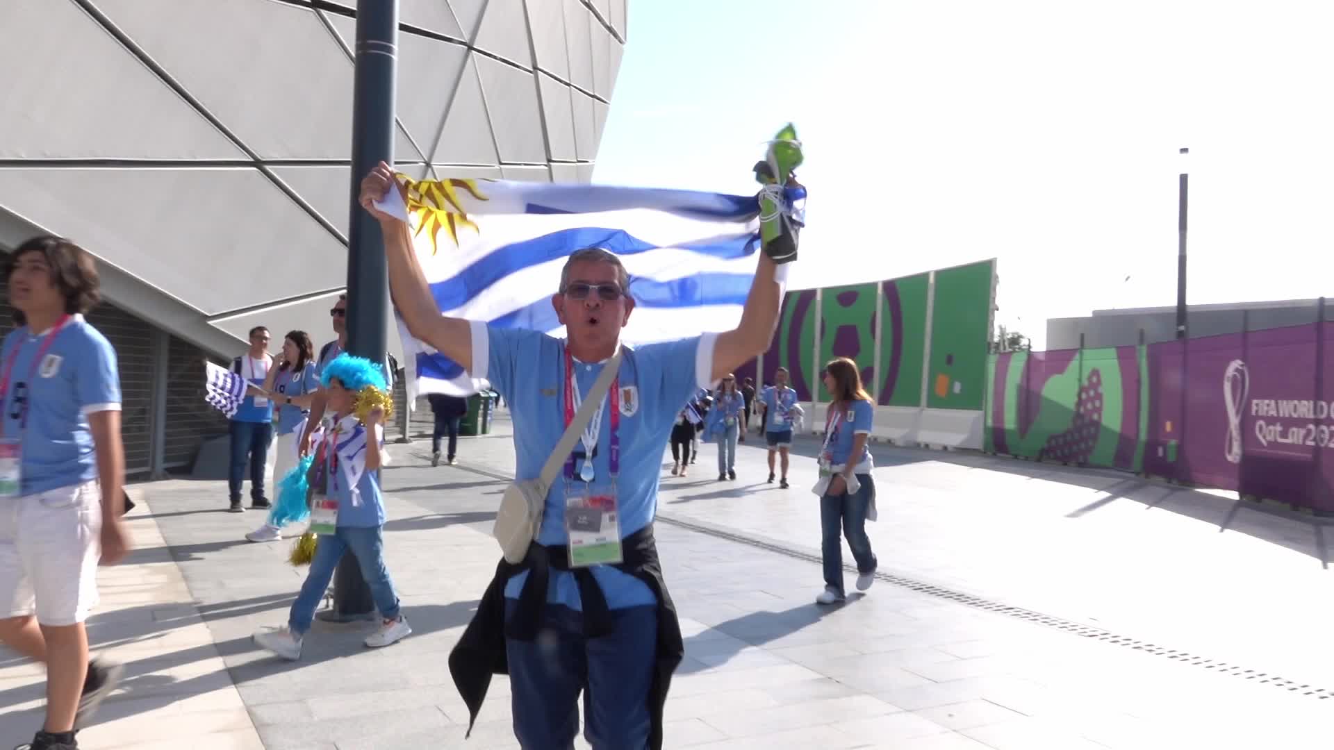 Fans arrive at Education City Stadium for the World Cup Match between Uruguay v Korea Republic