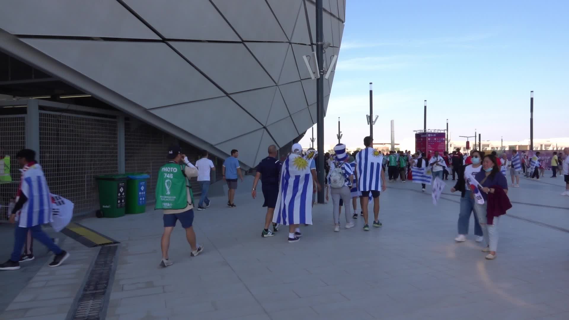 Fans arrive at Education City Stadium for the World Cup Match between Uruguay v Korea Republic